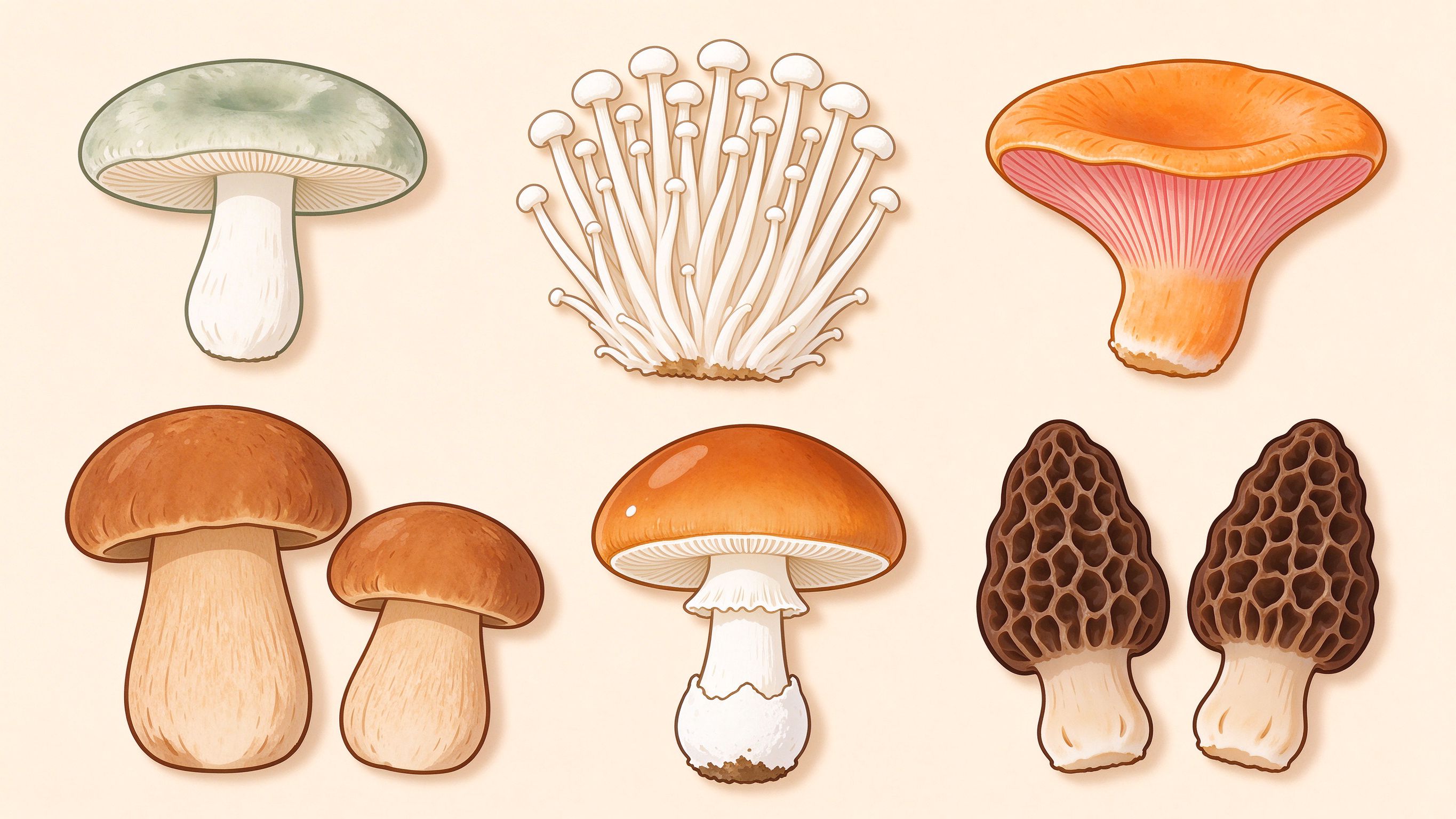 Mushrooms annotated picture vocabulary with labeled objects