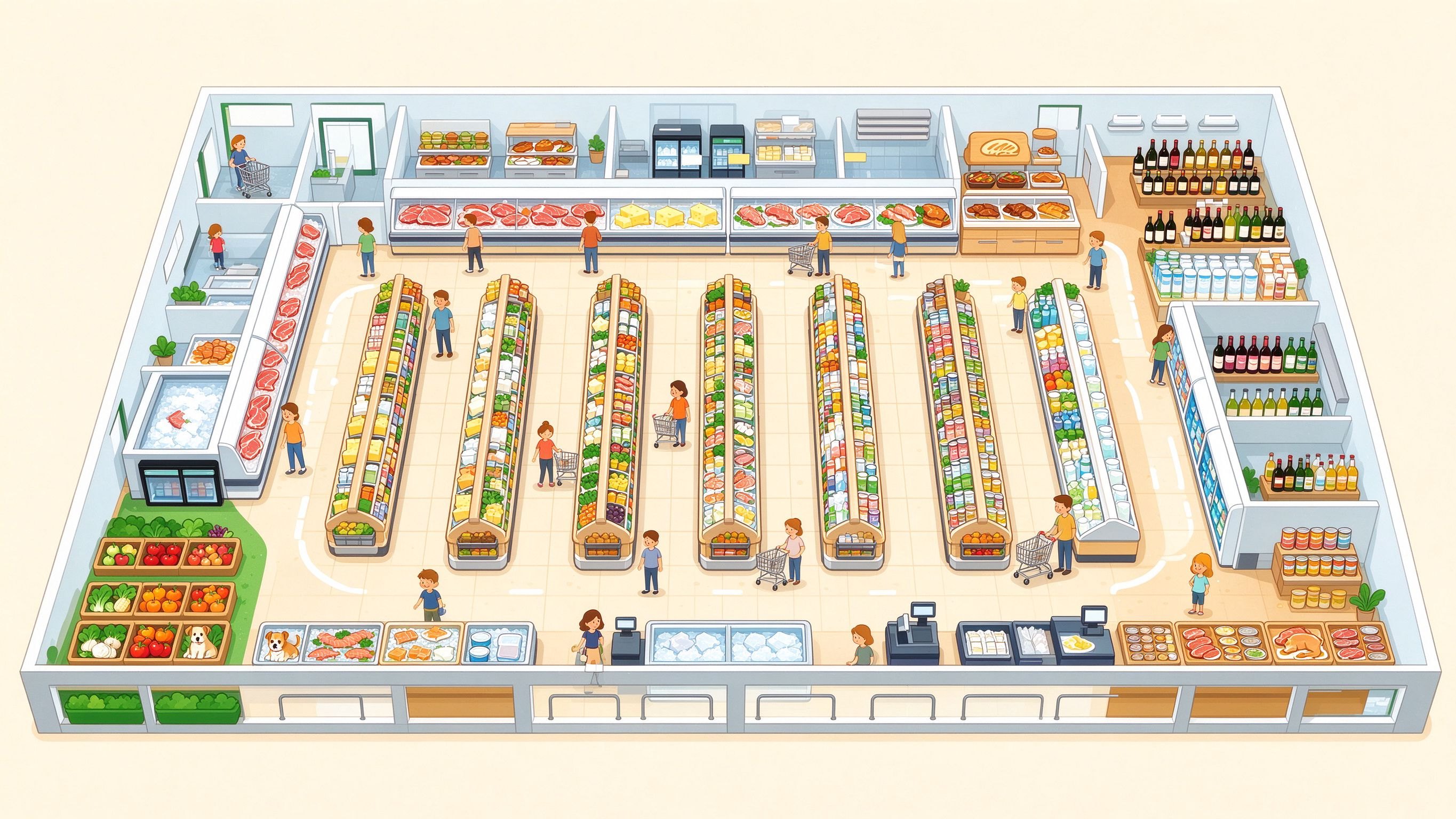 Supermarket annotated picture vocabulary with labeled objects
