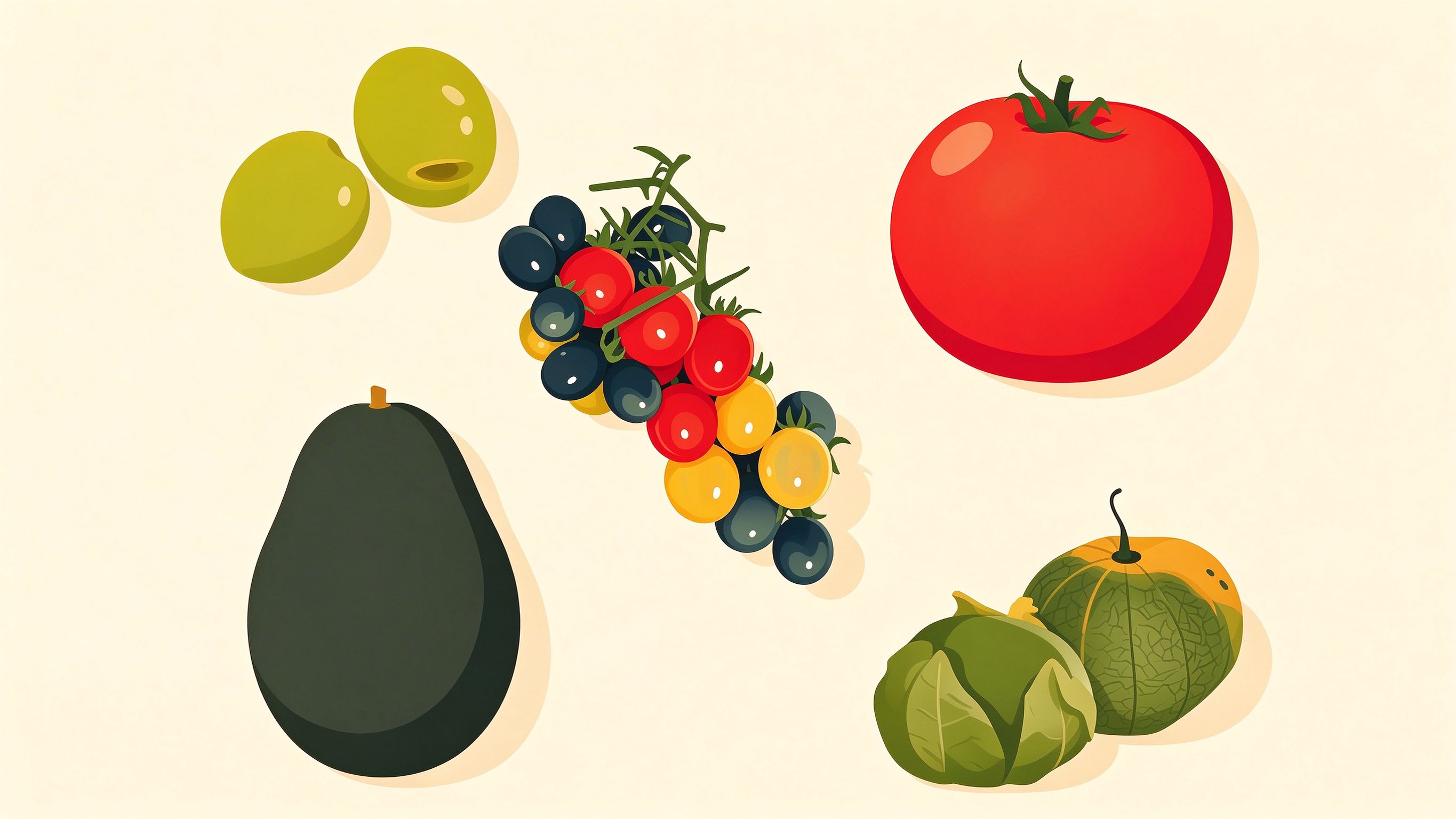 Fruit vegetables annotated picture vocabulary with labeled objects