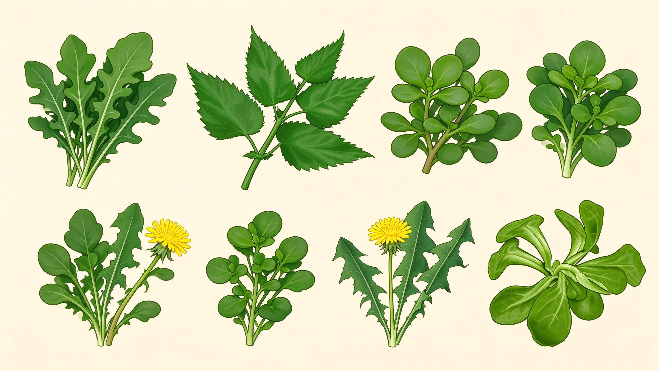 Leaf vegetables annotated picture vocabulary with labeled objects