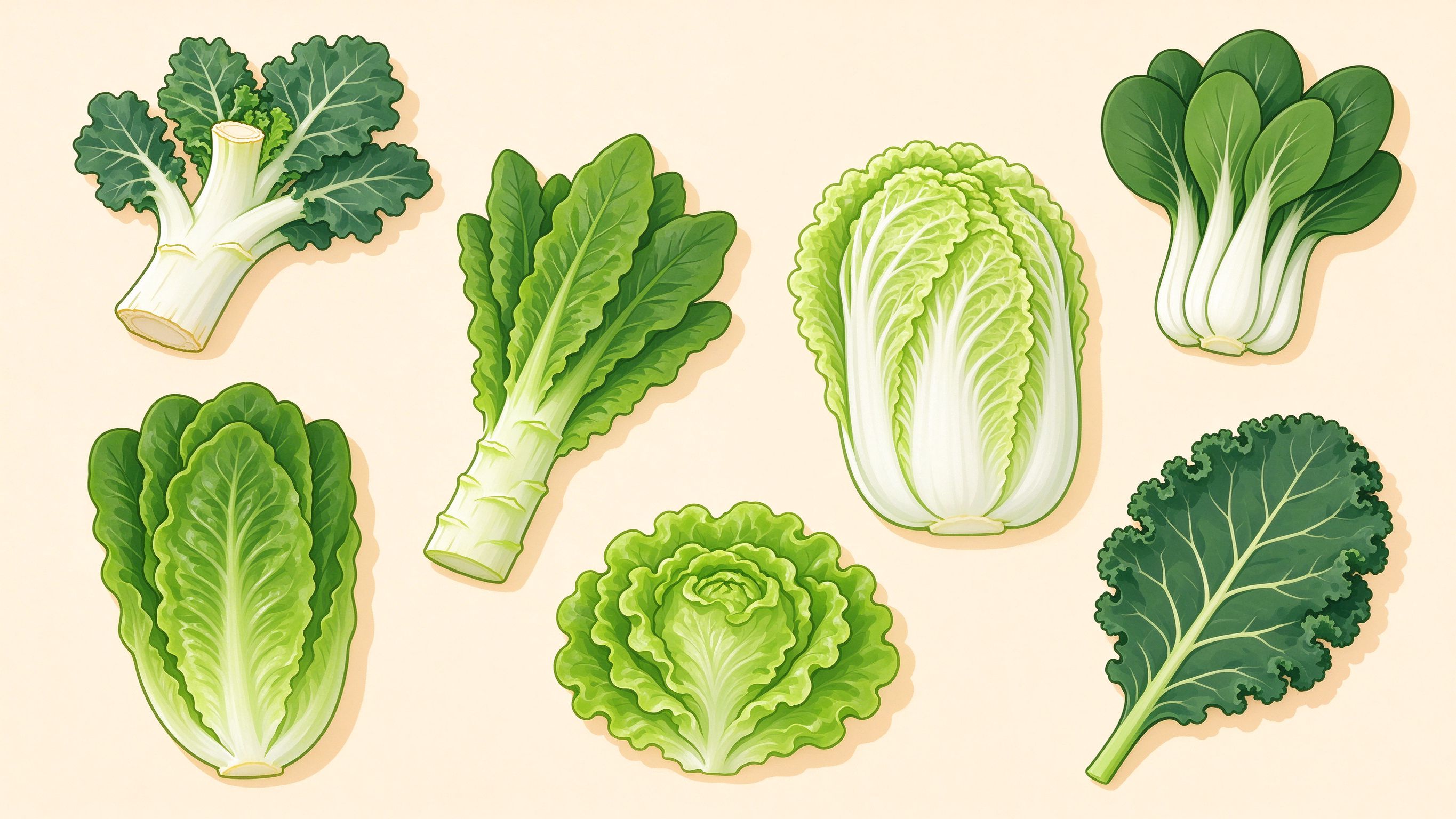 Leafy vegetables annotated picture vocabulary with labeled objects
