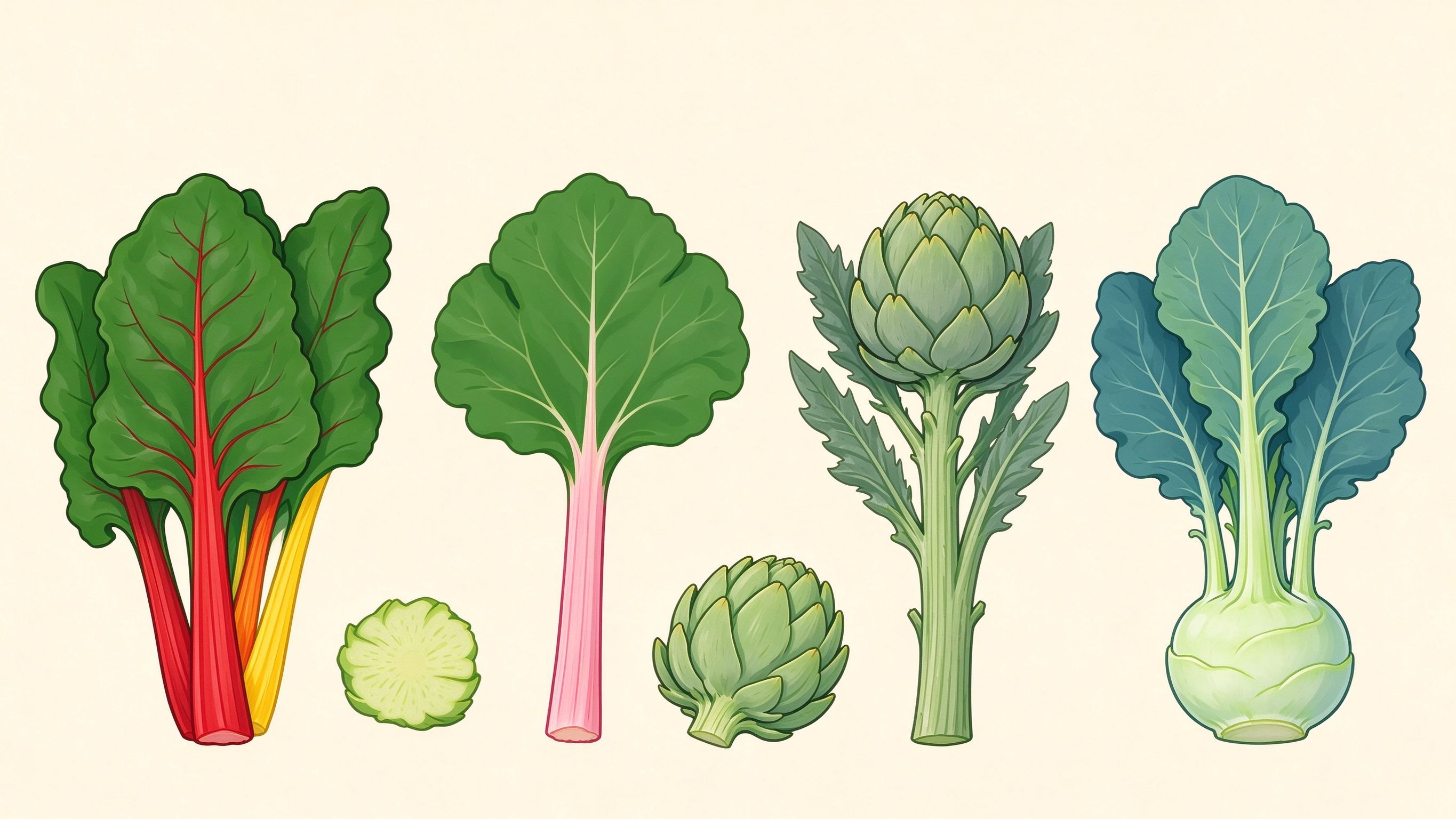 Stem vegetables II annotated picture vocabulary with labeled objects