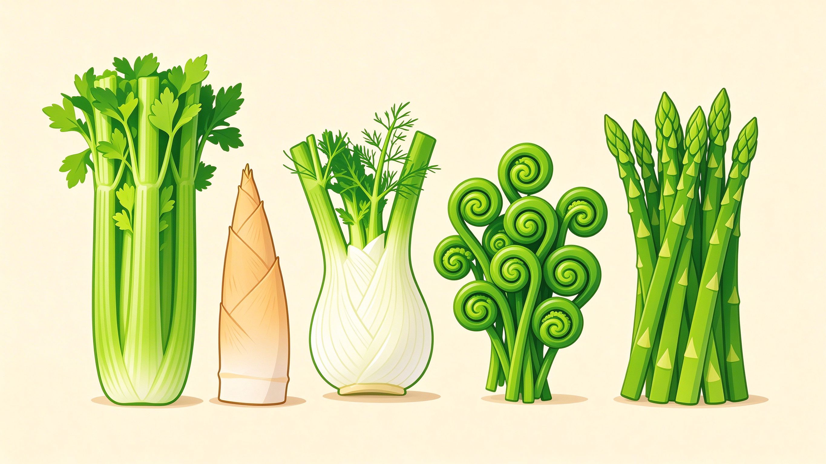 Stem vegetables annotated picture vocabulary with labeled objects