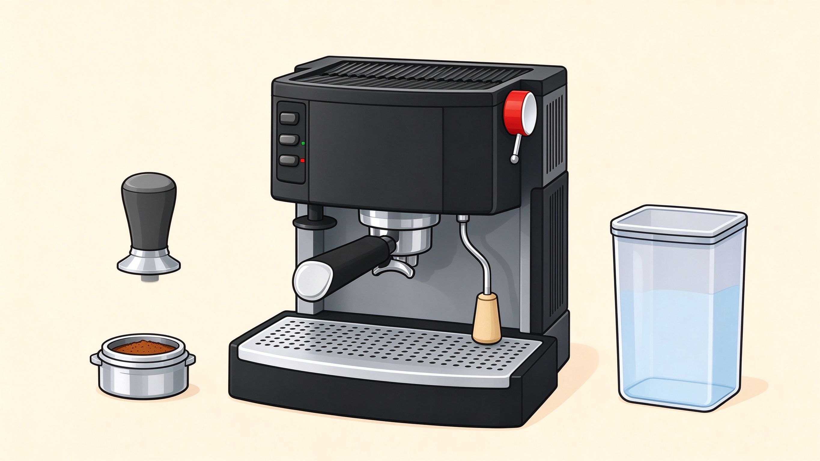 Espresso machine annotated picture vocabulary with labeled objects