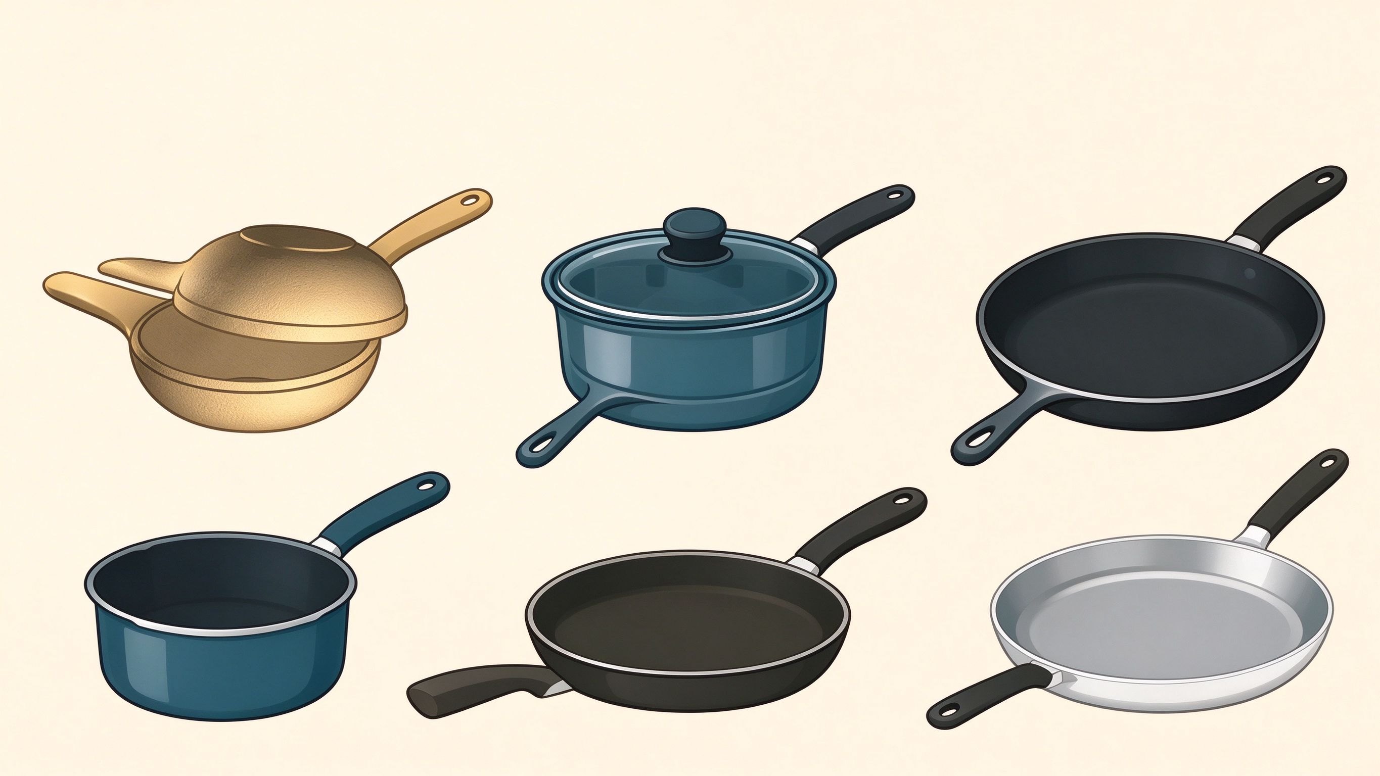 Cookware annotated picture vocabulary with labeled objects