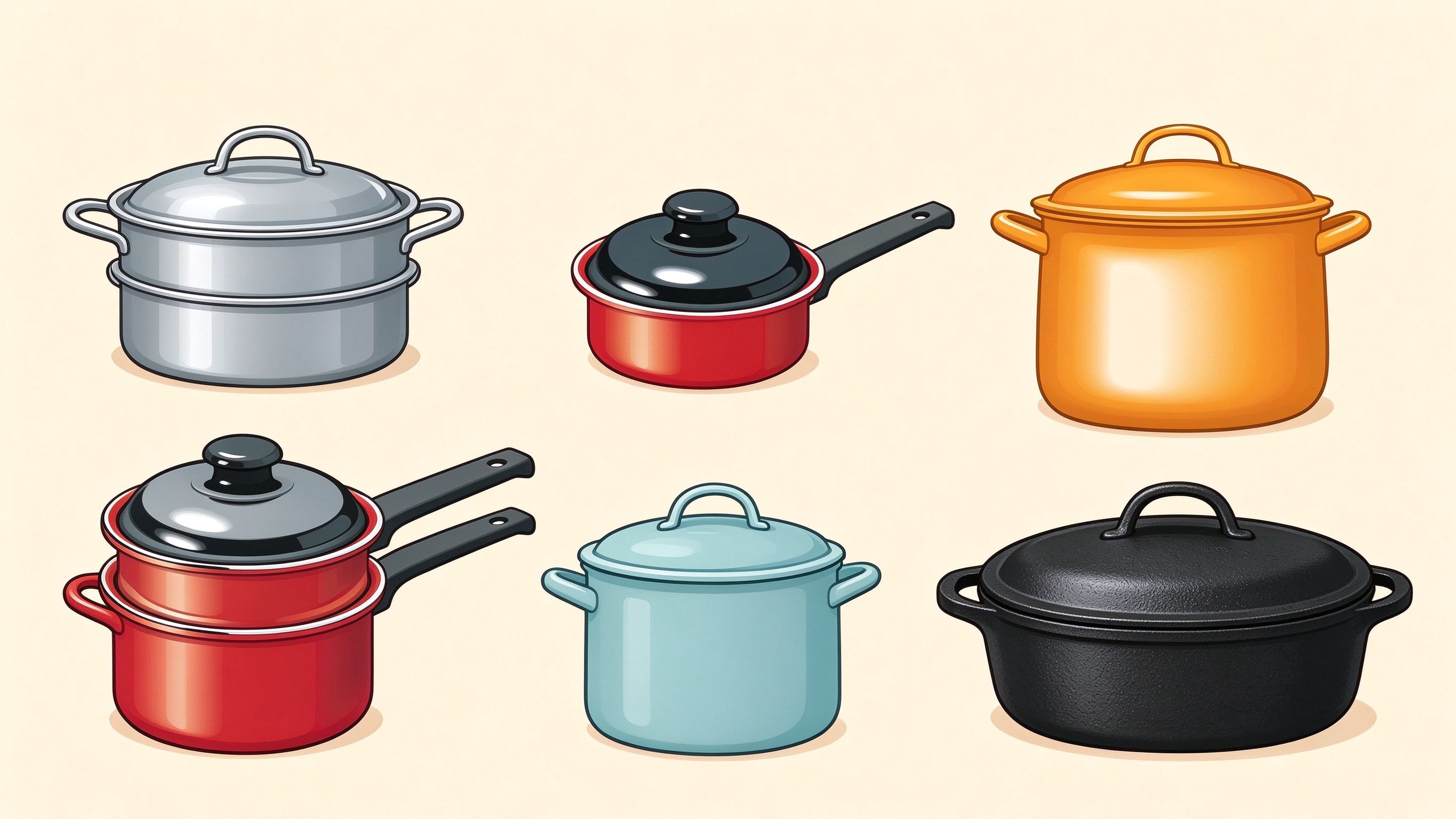 Cookware annotated picture vocabulary with labeled objects
