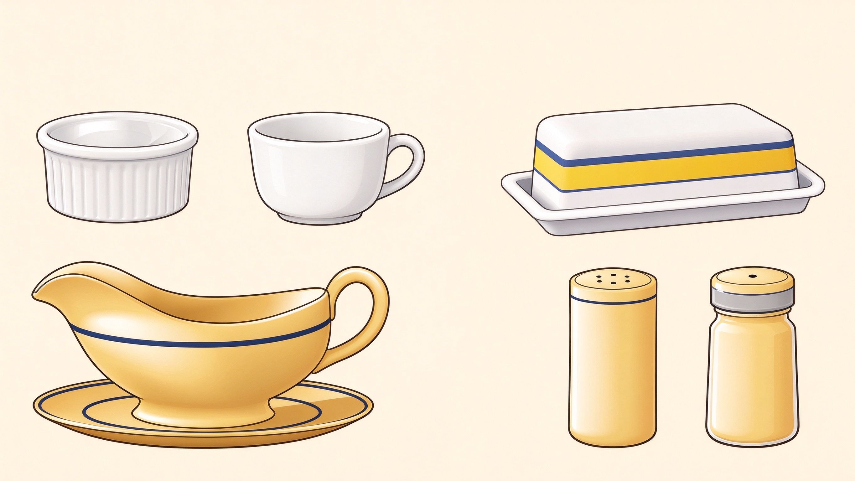 Tableware annotated picture vocabulary with labeled objects