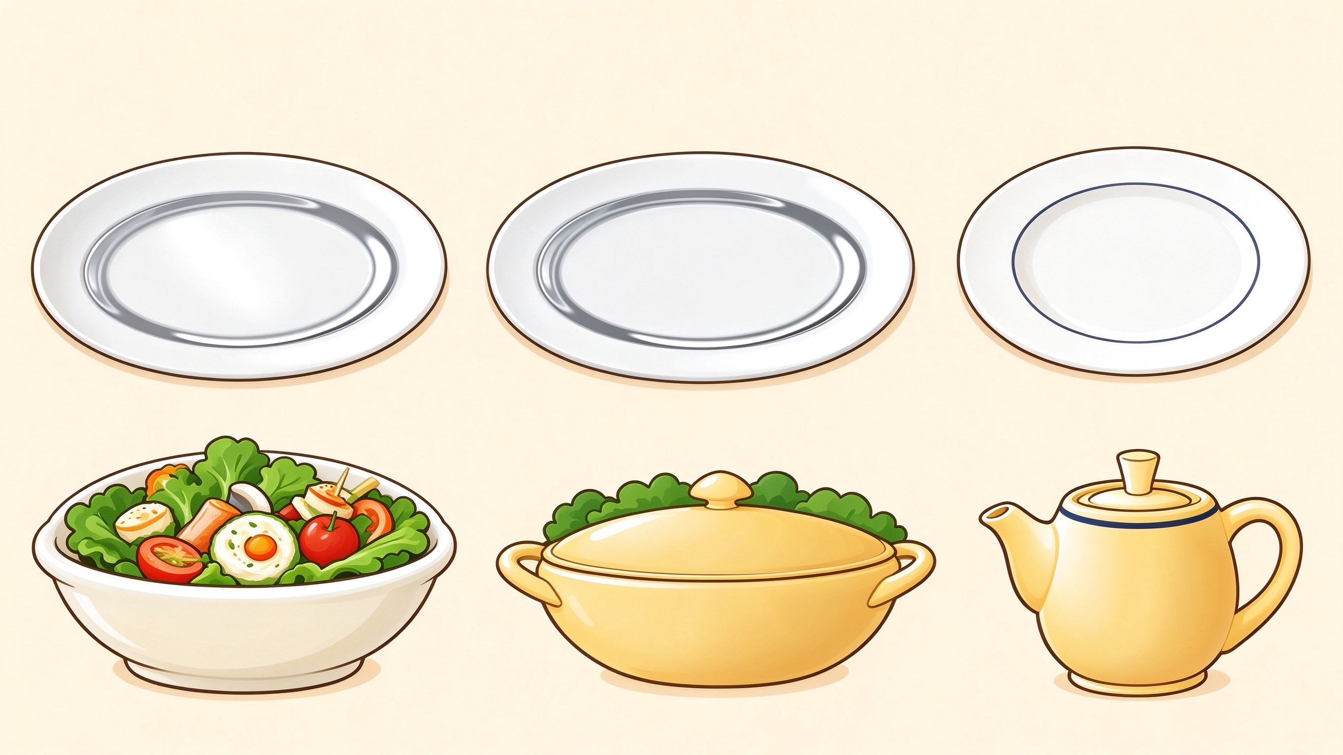 Tableware annotated picture vocabulary with labeled objects