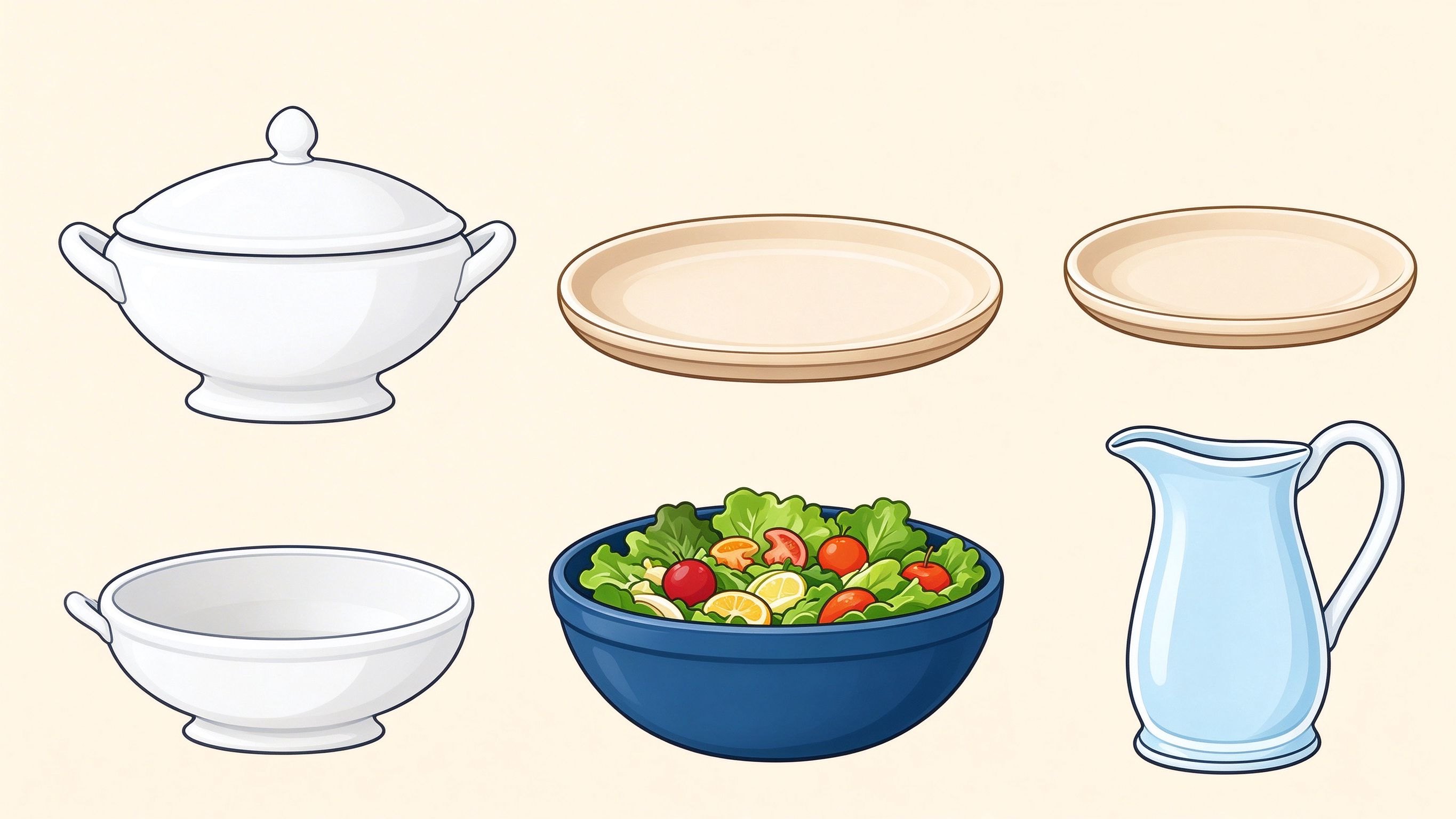 Tableware annotated picture vocabulary with labeled objects