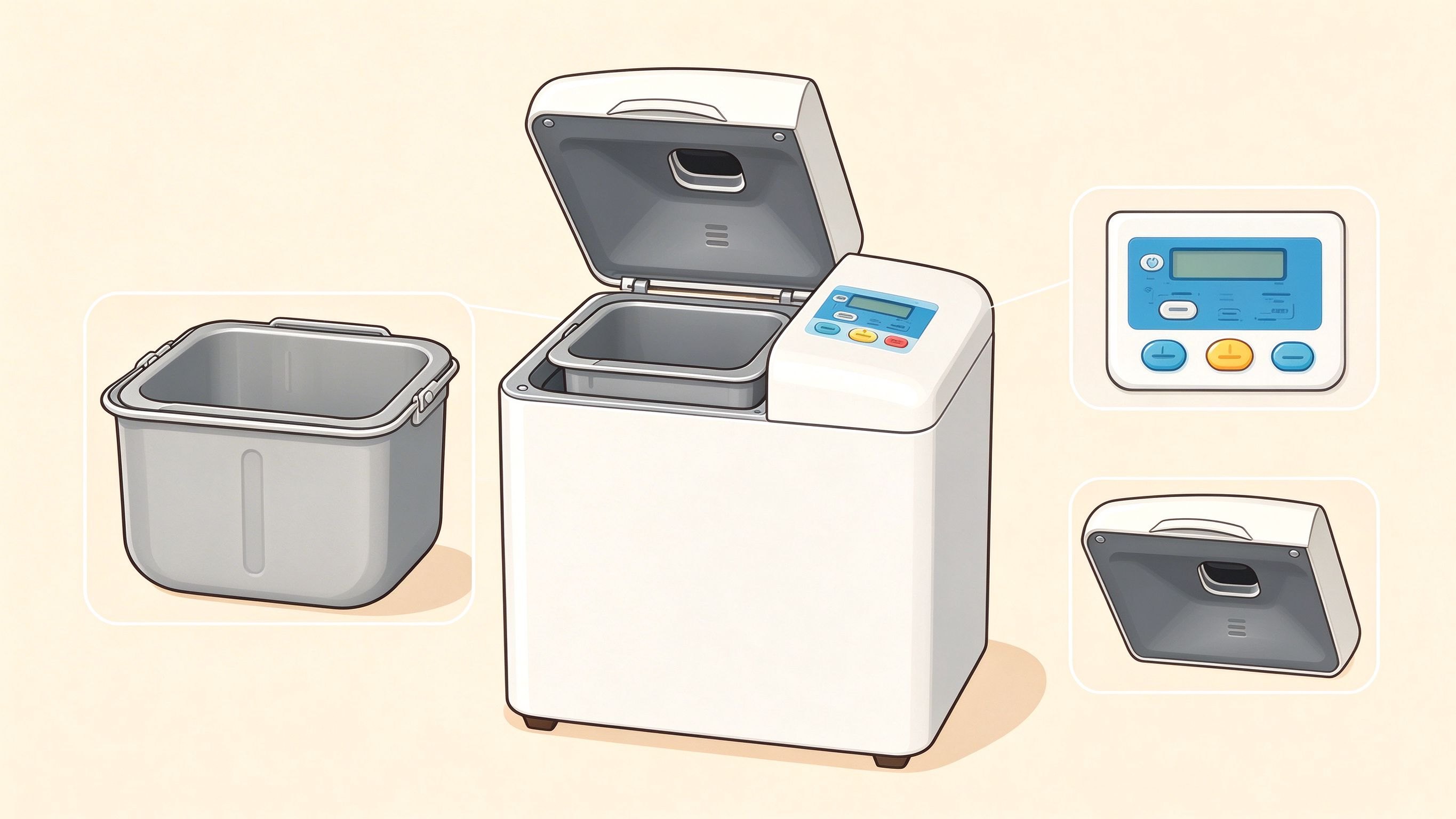 Bread maker annotated picture vocabulary with labeled objects