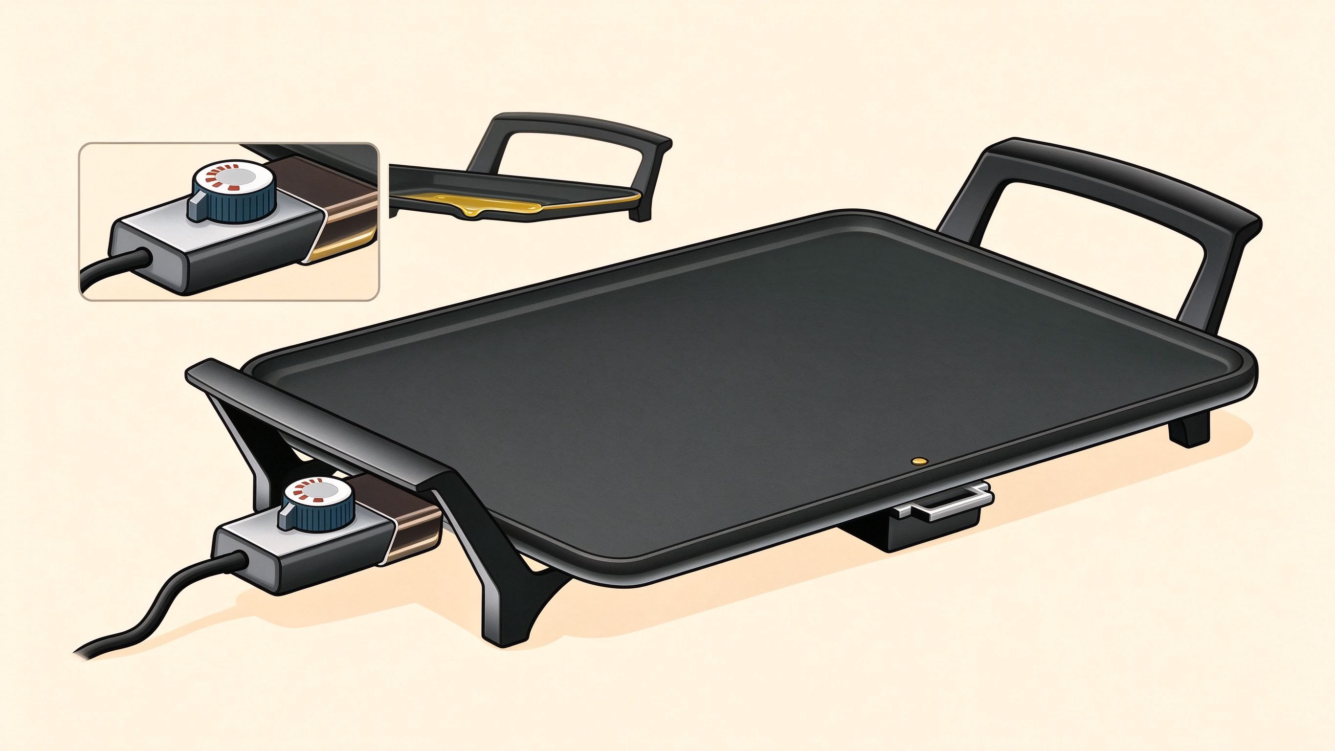 Electric griddle annotated picture vocabulary with labeled objects