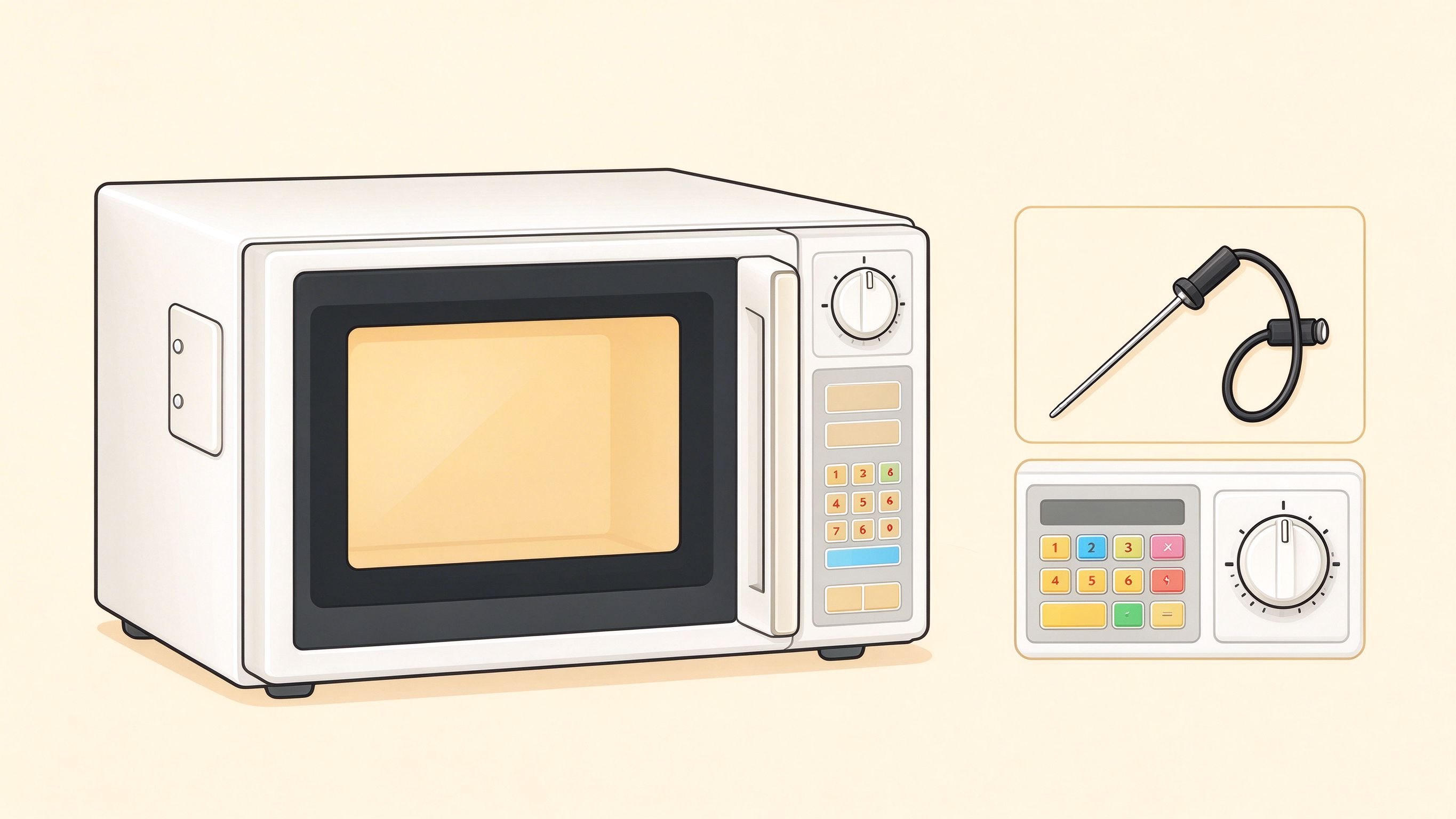 Microwave oven annotated picture vocabulary with labeled objects