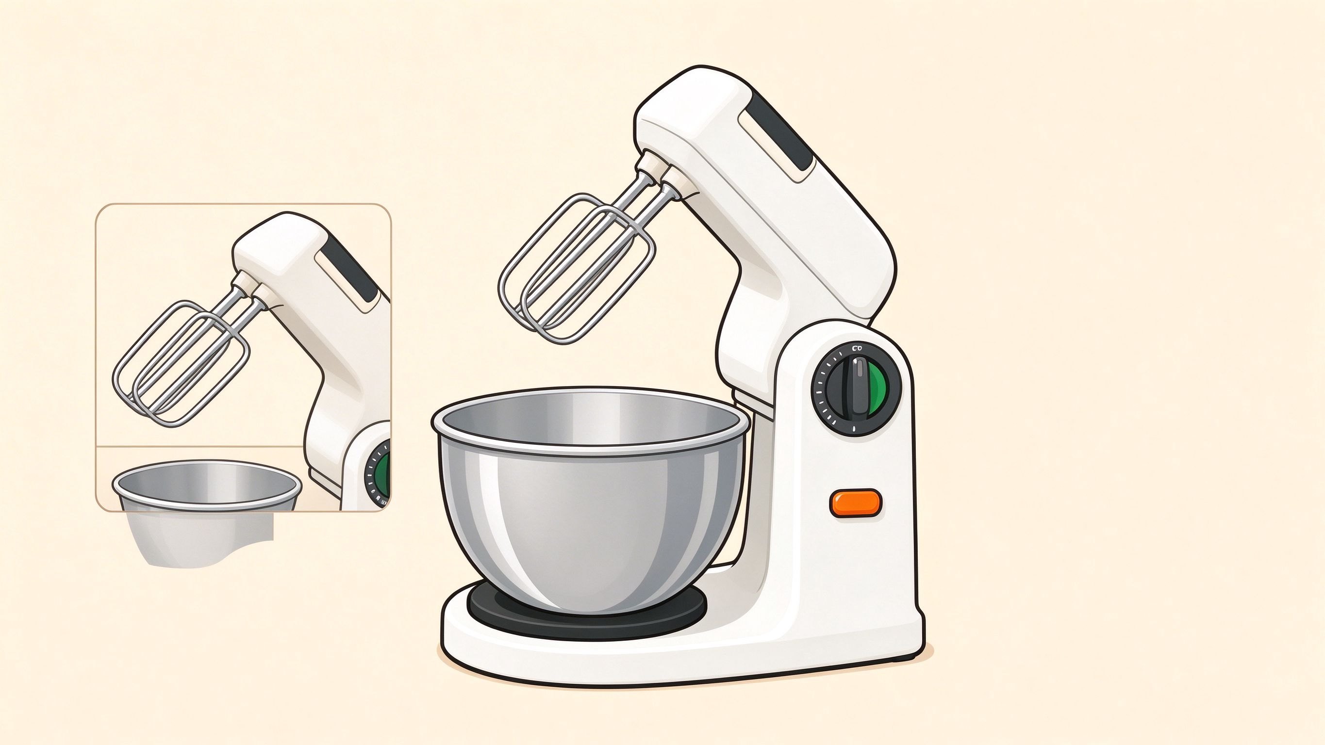 Stand mixer annotated picture vocabulary with labeled objects