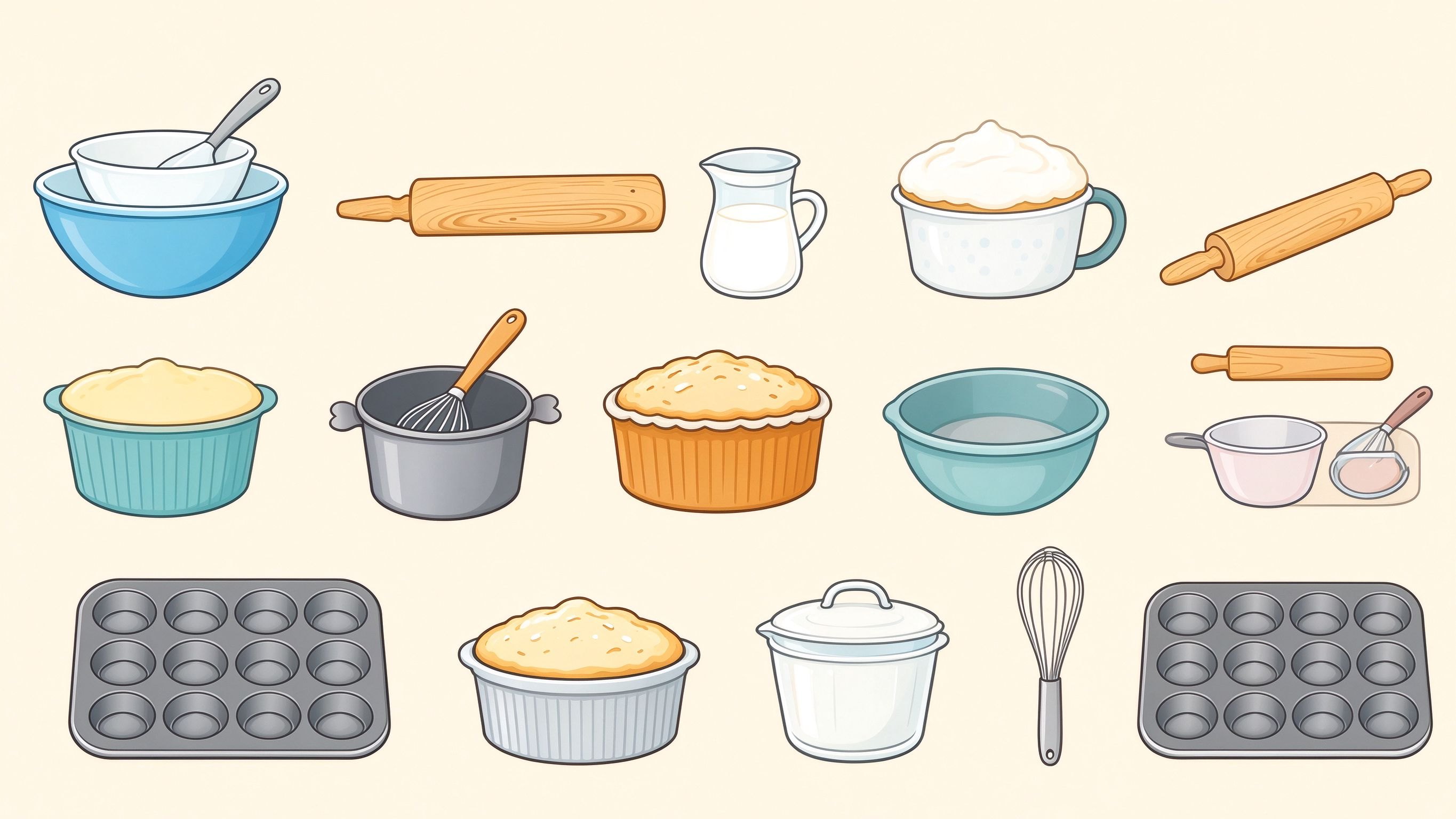 Baking tools annotated picture vocabulary with labeled objects
