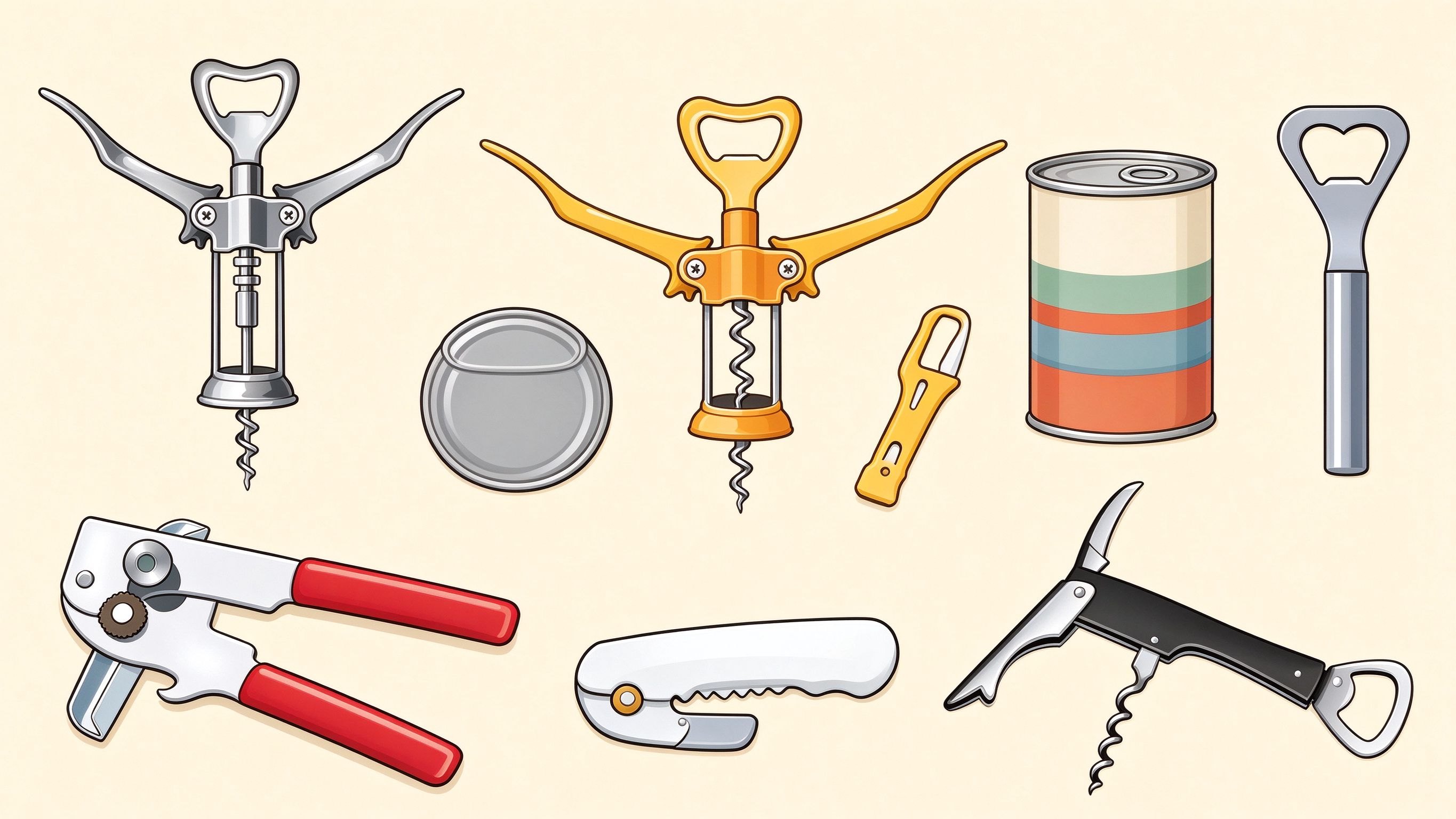 Bottle and can openers annotated picture vocabulary with labeled objects