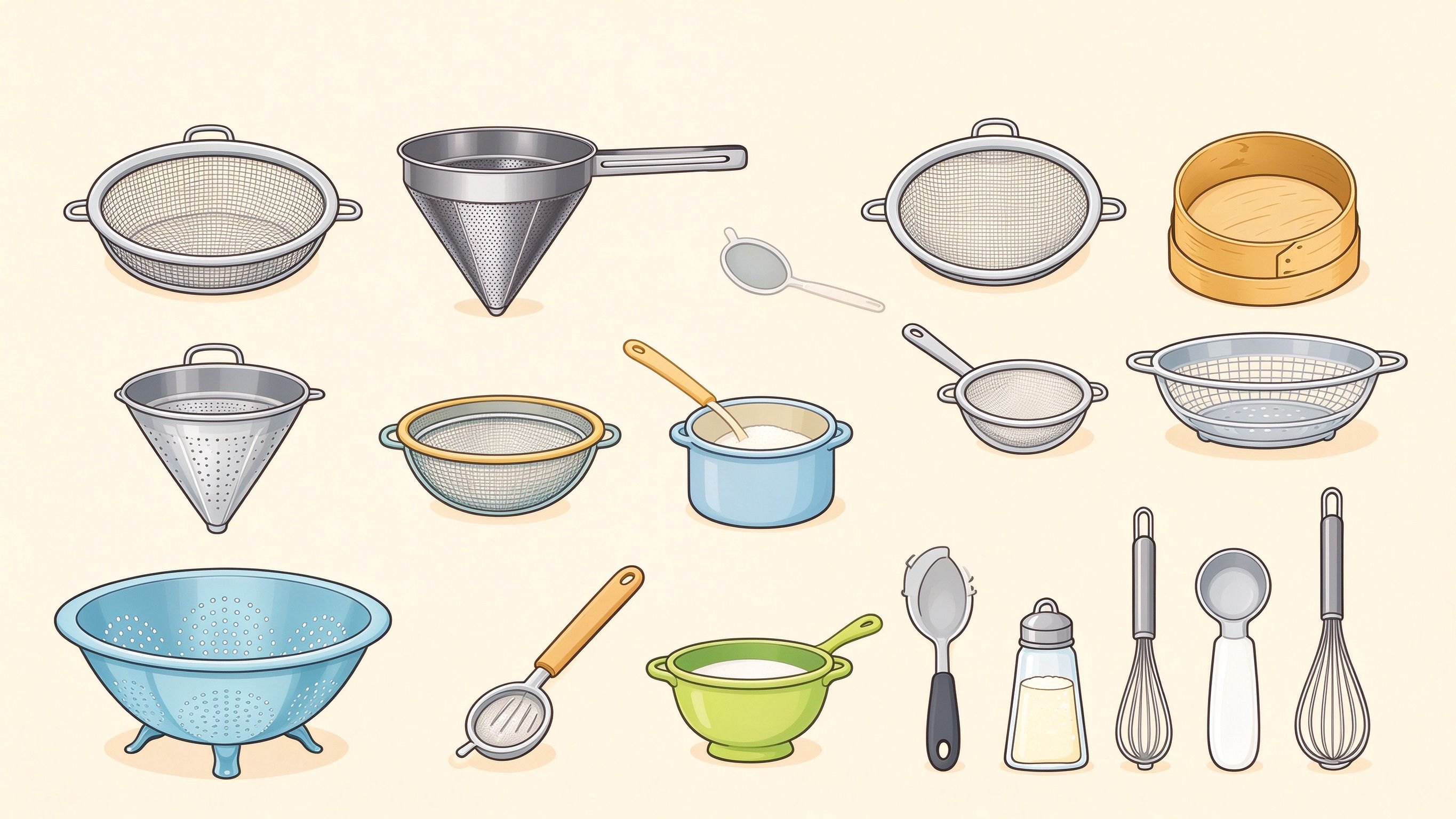 Strainers and colanders annotated picture vocabulary with labeled objects