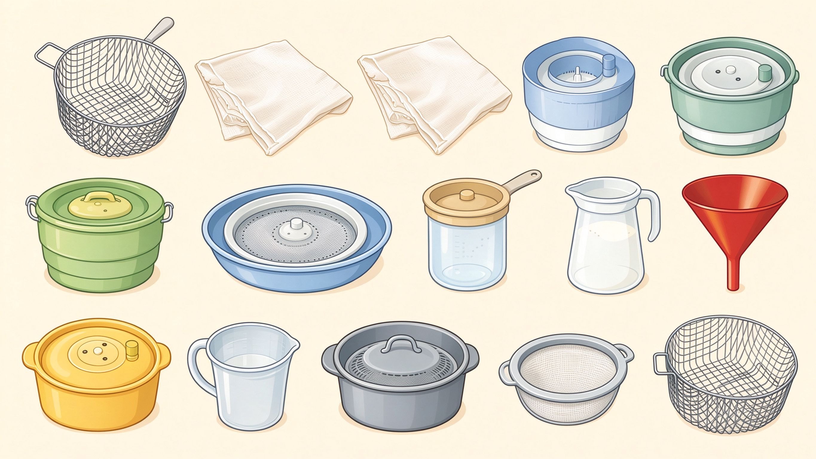 Strainers and colanders annotated picture vocabulary with labeled objects