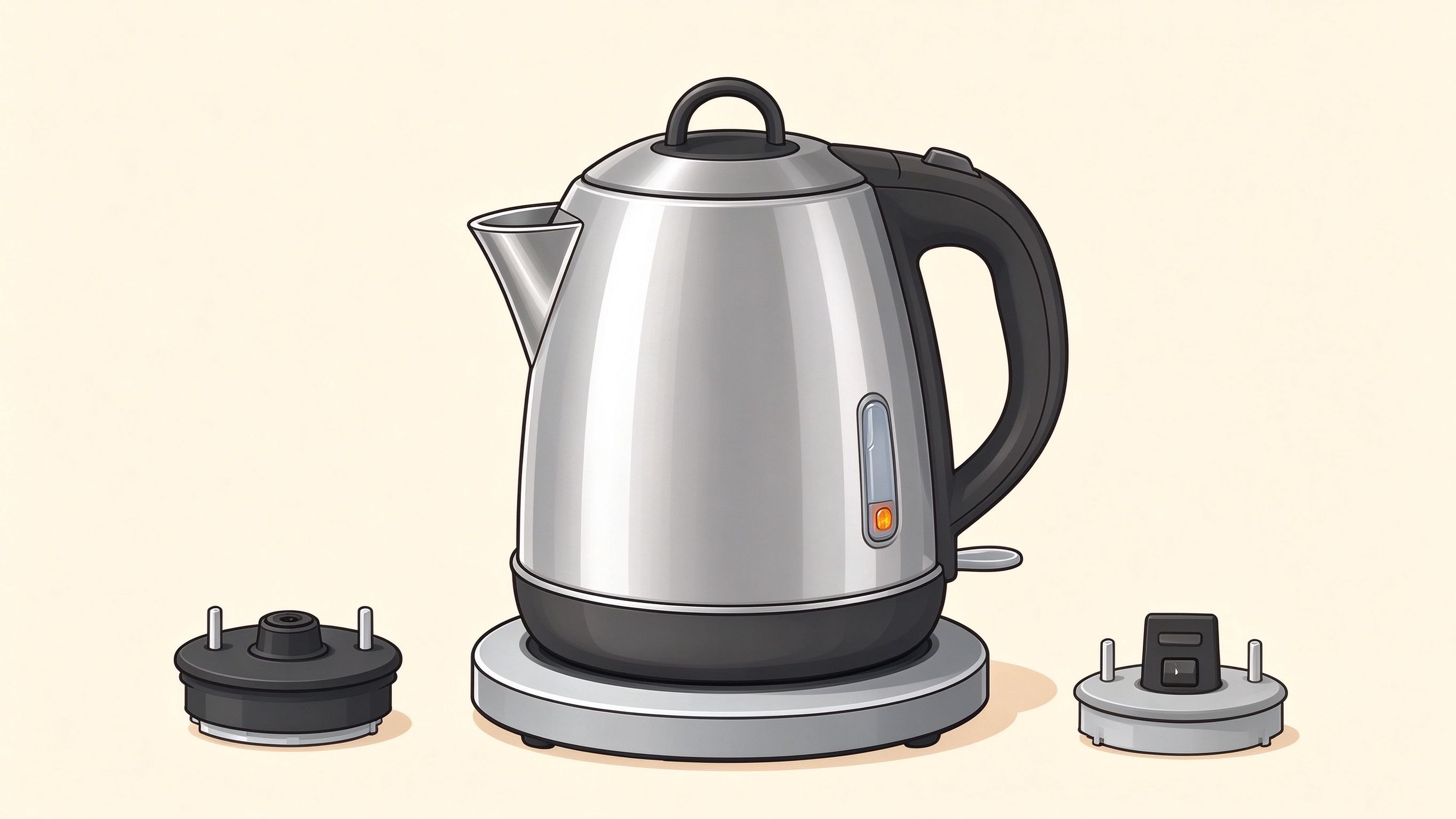 Electric kettle annotated picture vocabulary with labeled objects