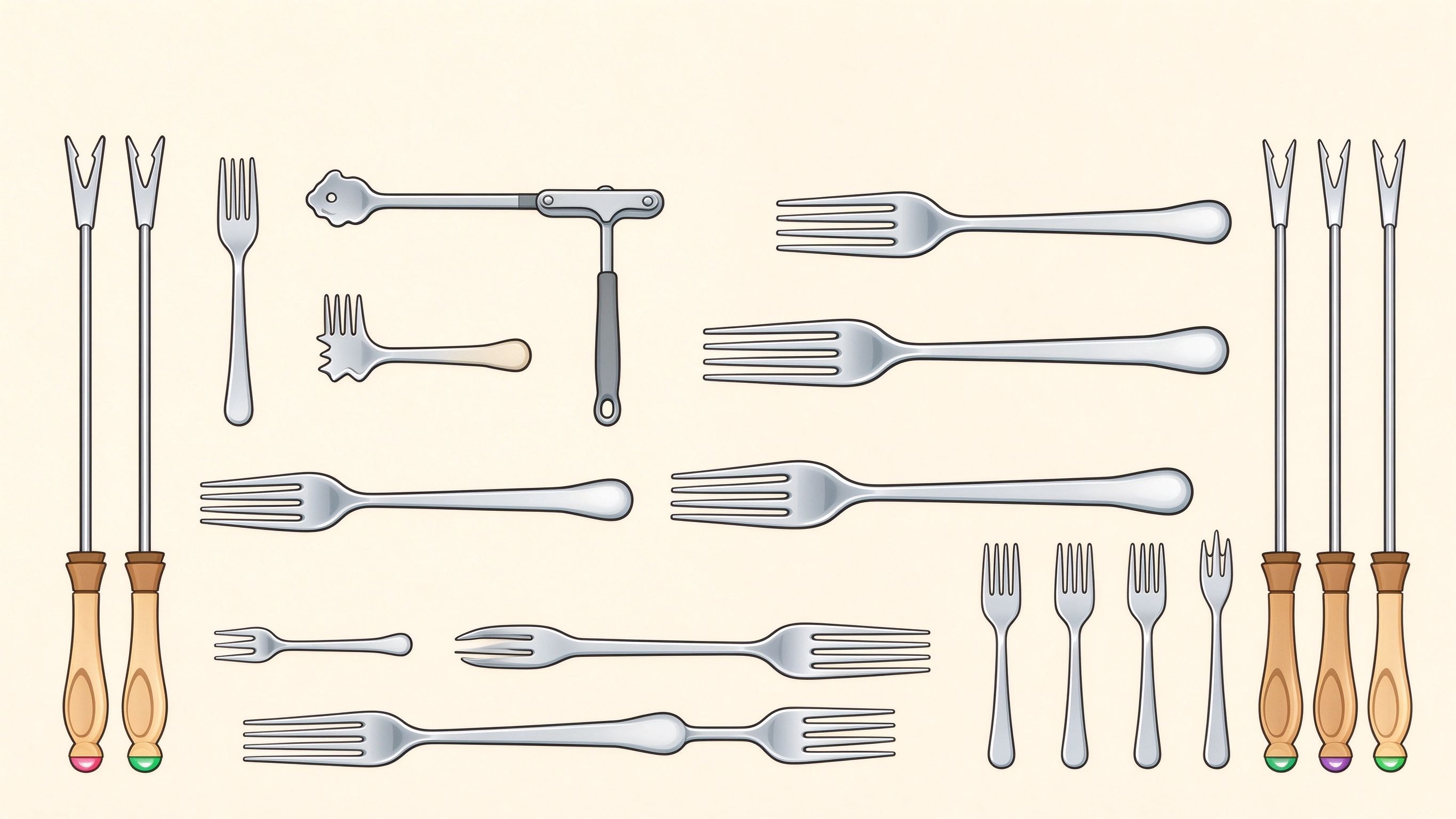 Types of forks annotated picture vocabulary with labeled objects