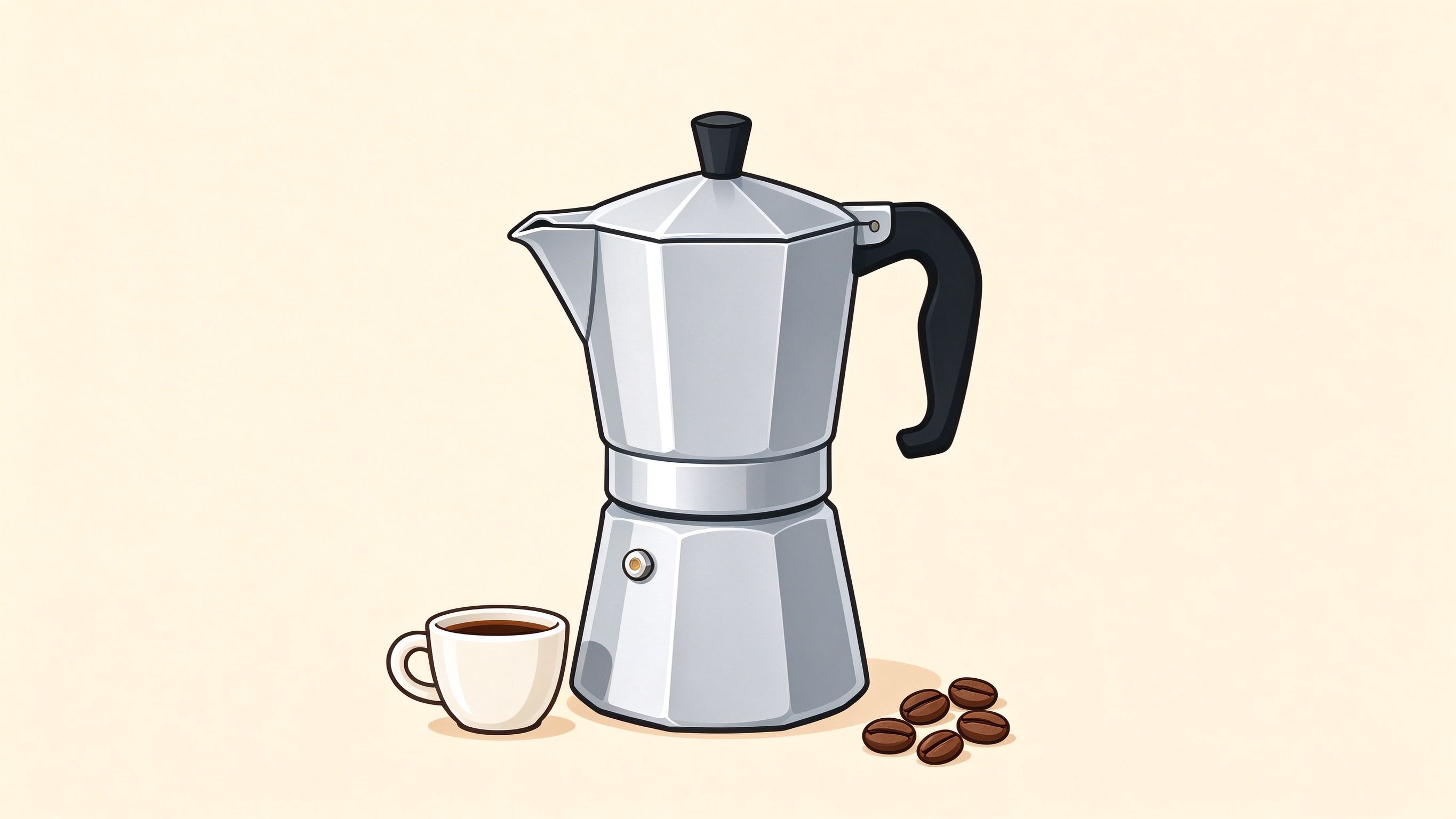 Moka pot annotated picture vocabulary with labeled objects