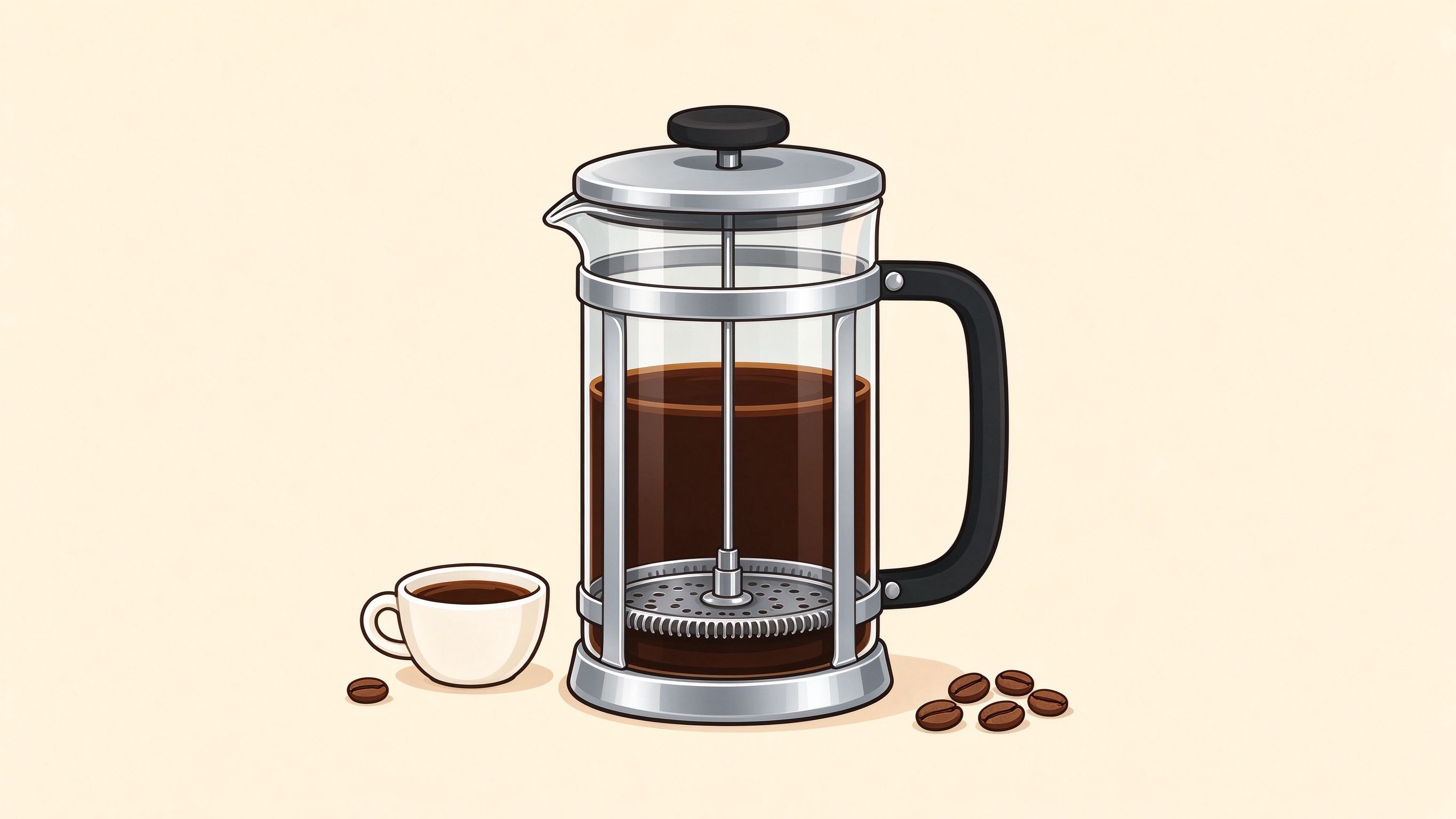 French press annotated picture vocabulary with labeled objects