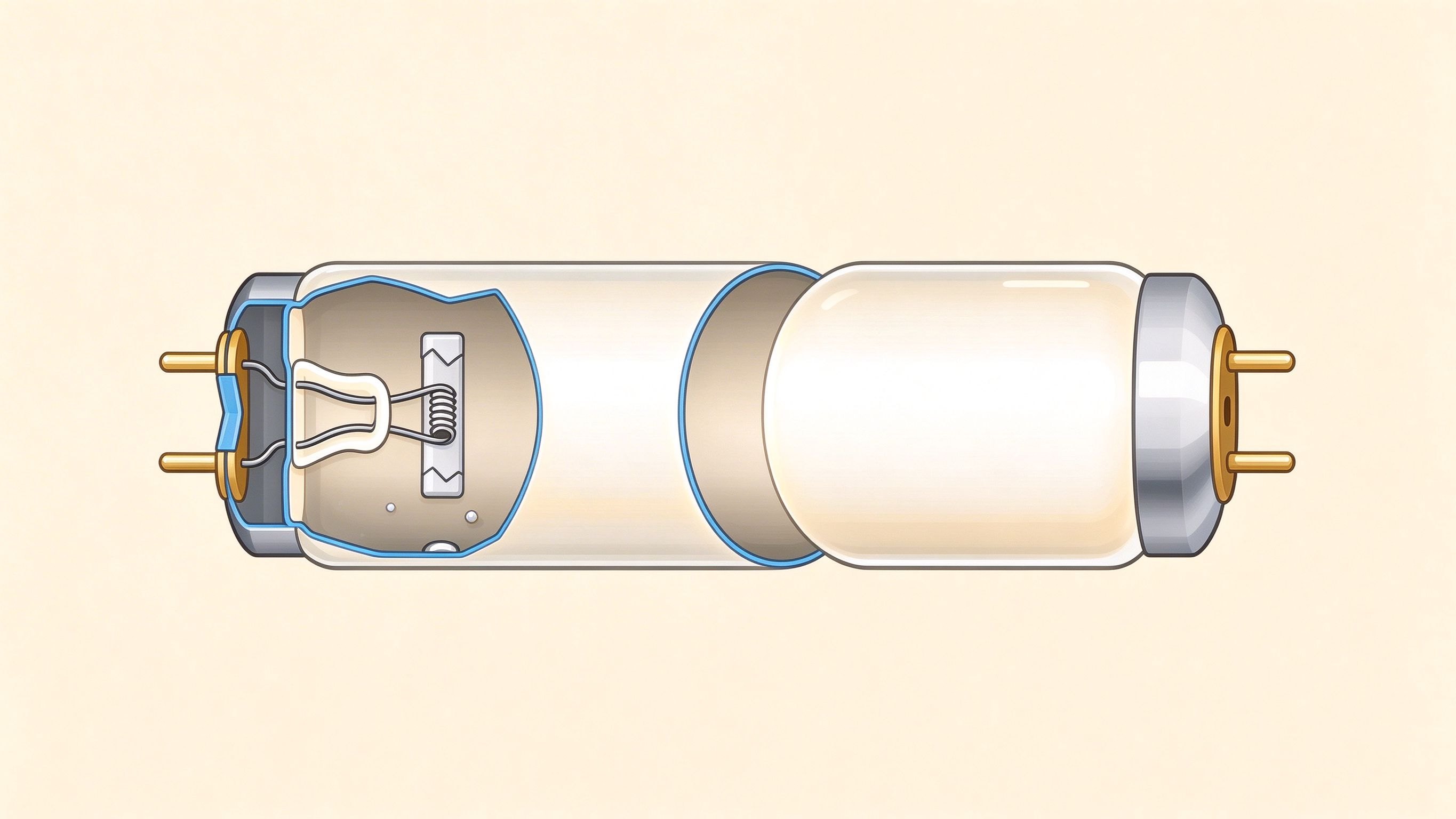 Fluorescent tube annotated picture vocabulary with labeled objects