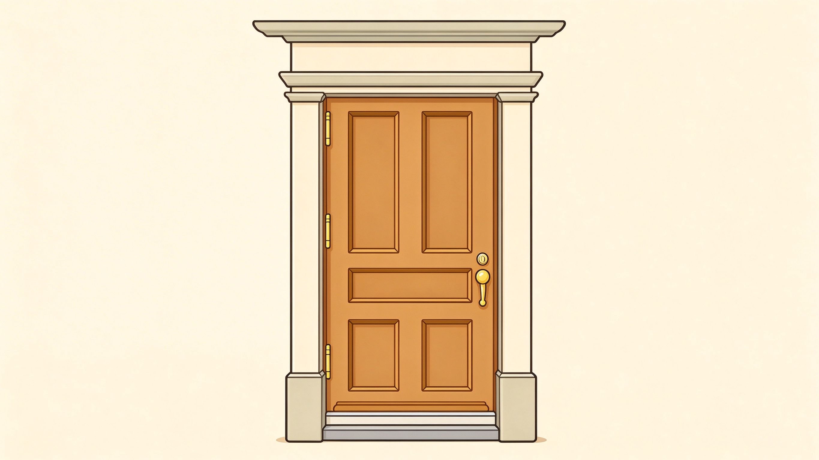 Exterior door annotated picture vocabulary with labeled objects