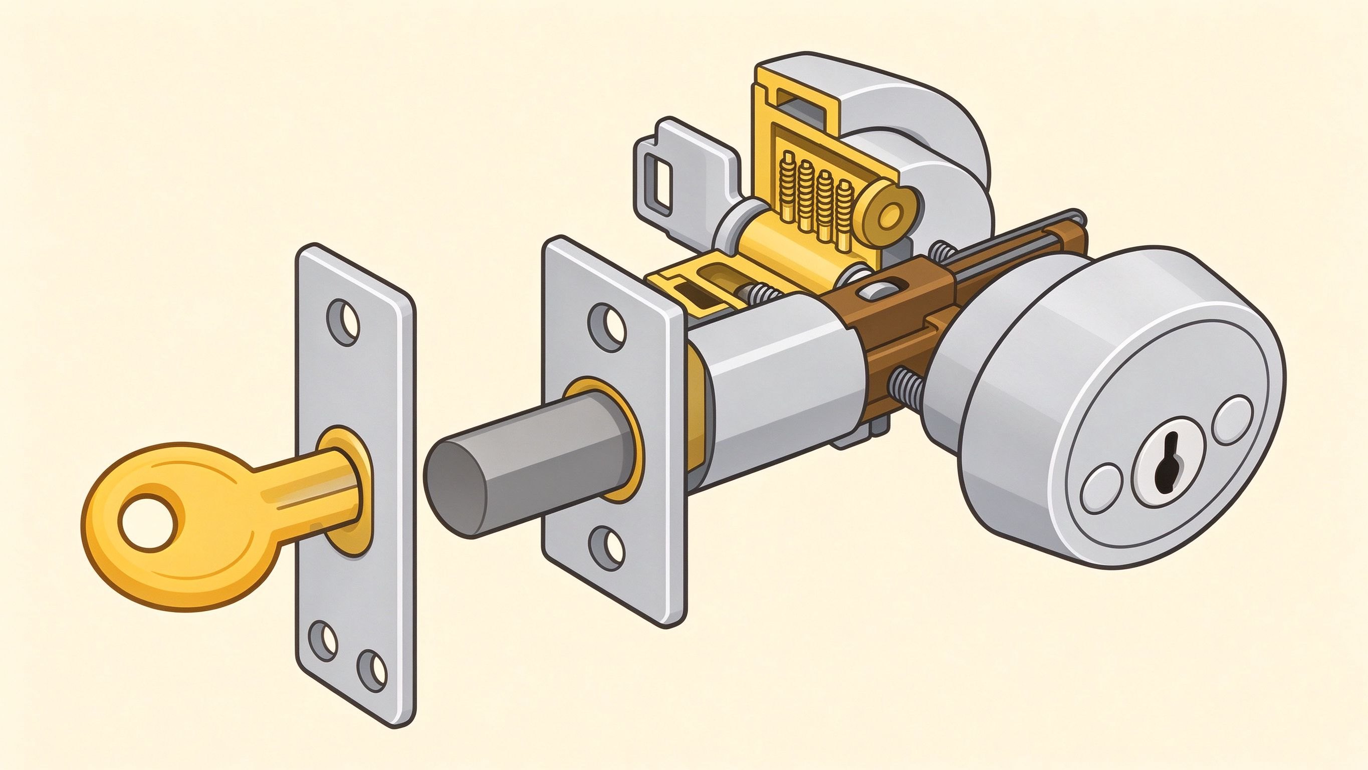 Mortise lock annotated picture vocabulary with labeled objects