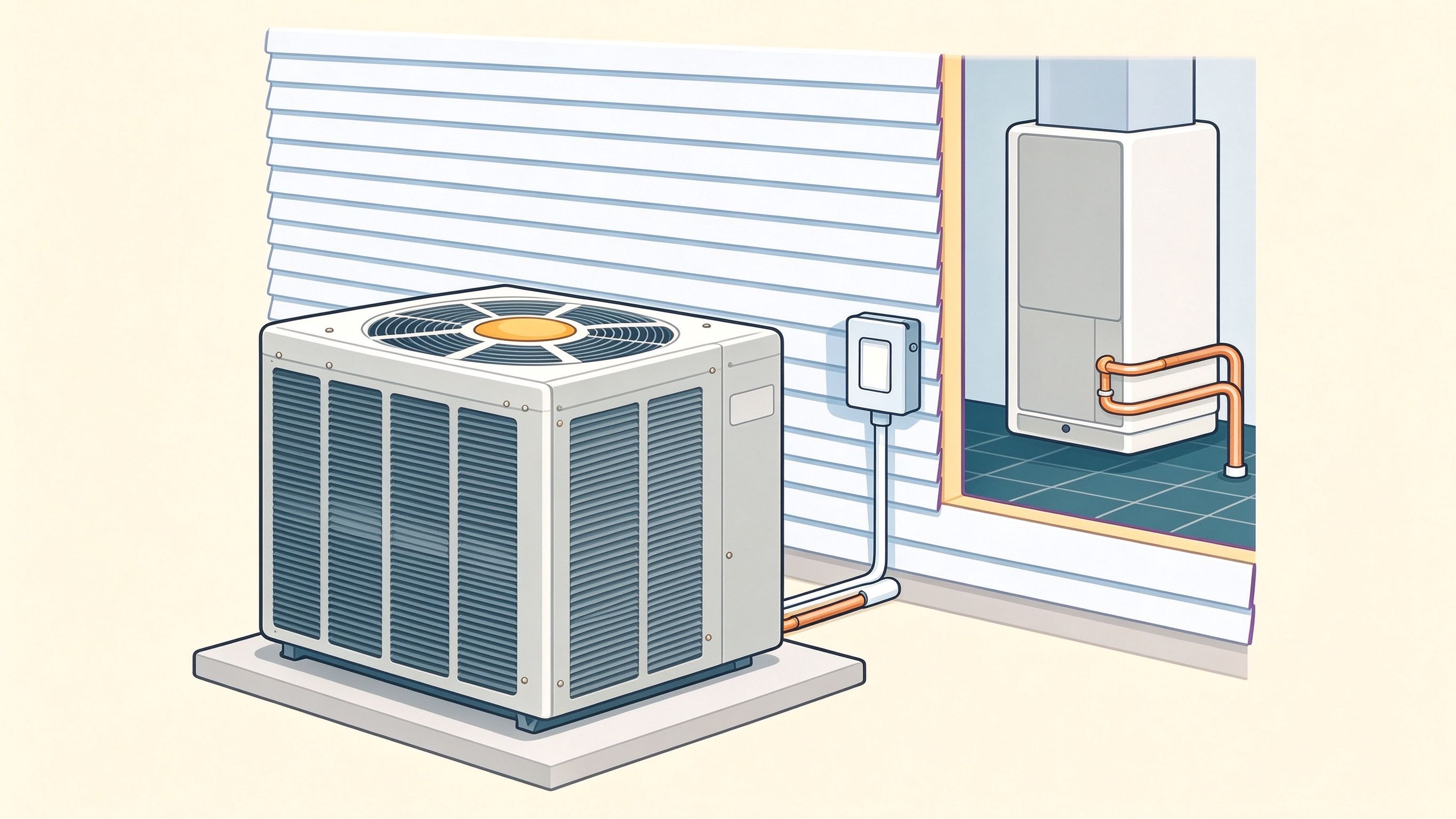 Heat pump annotated picture vocabulary with labeled objects