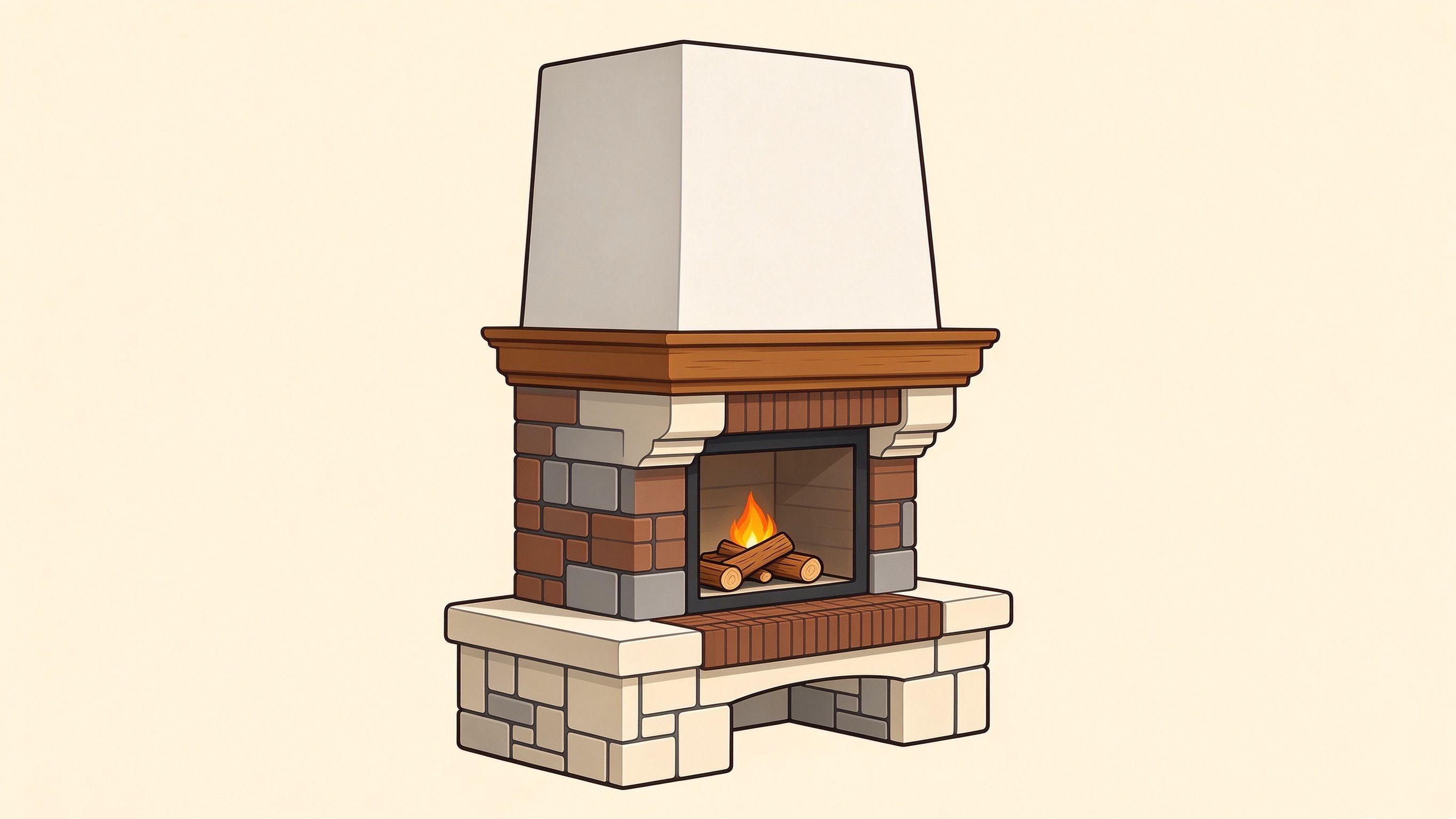Fireplace annotated picture vocabulary with labeled objects