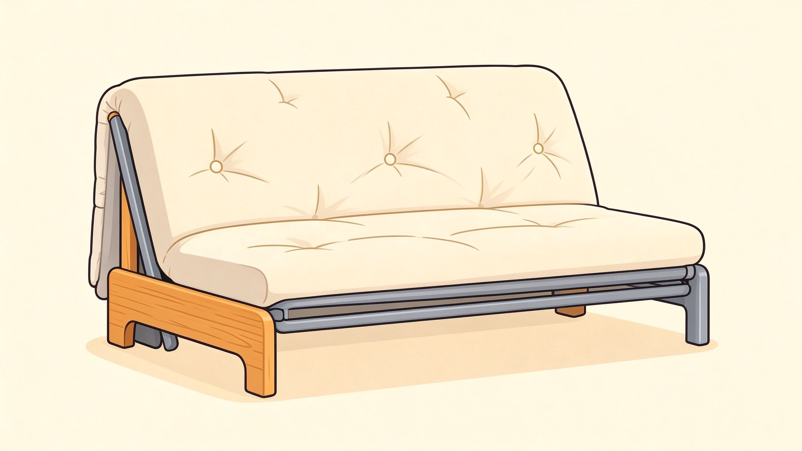 Sofa bed annotated picture vocabulary with labeled objects