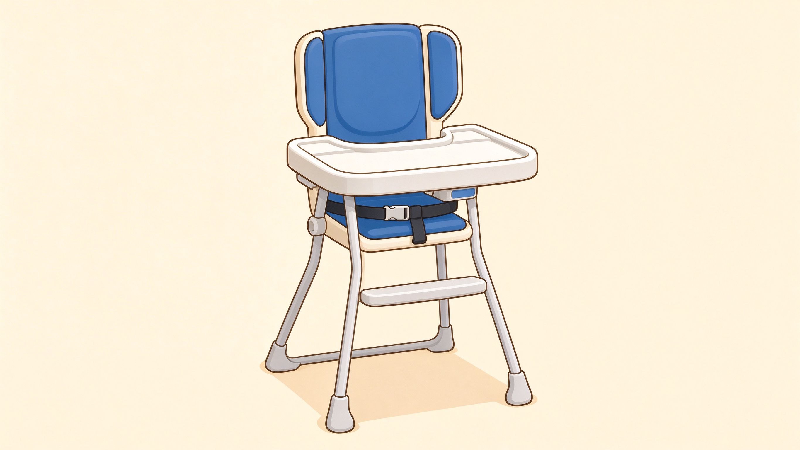 Baby high chair annotated picture vocabulary with labeled objects