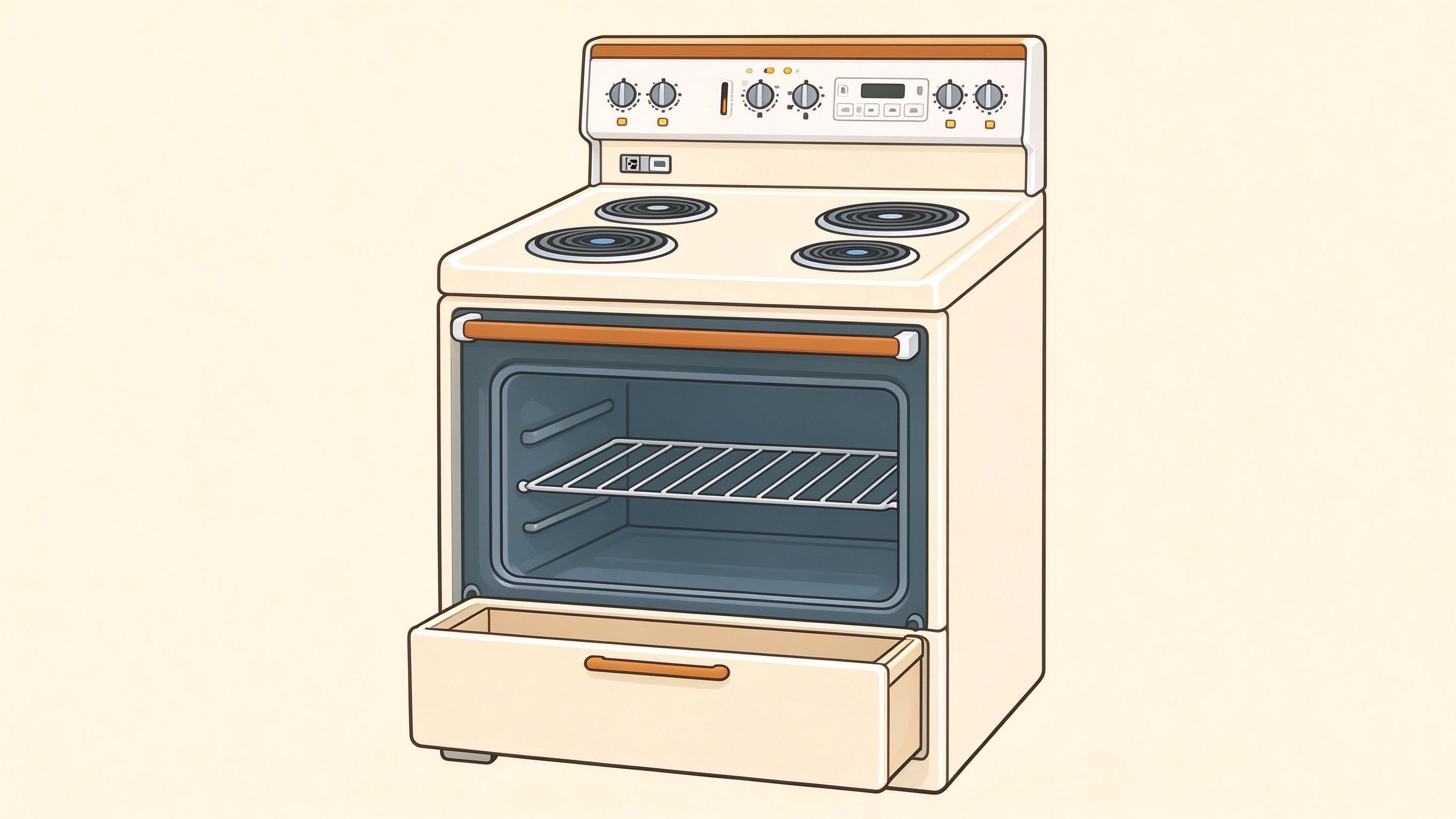 Electric range annotated picture vocabulary with labeled objects