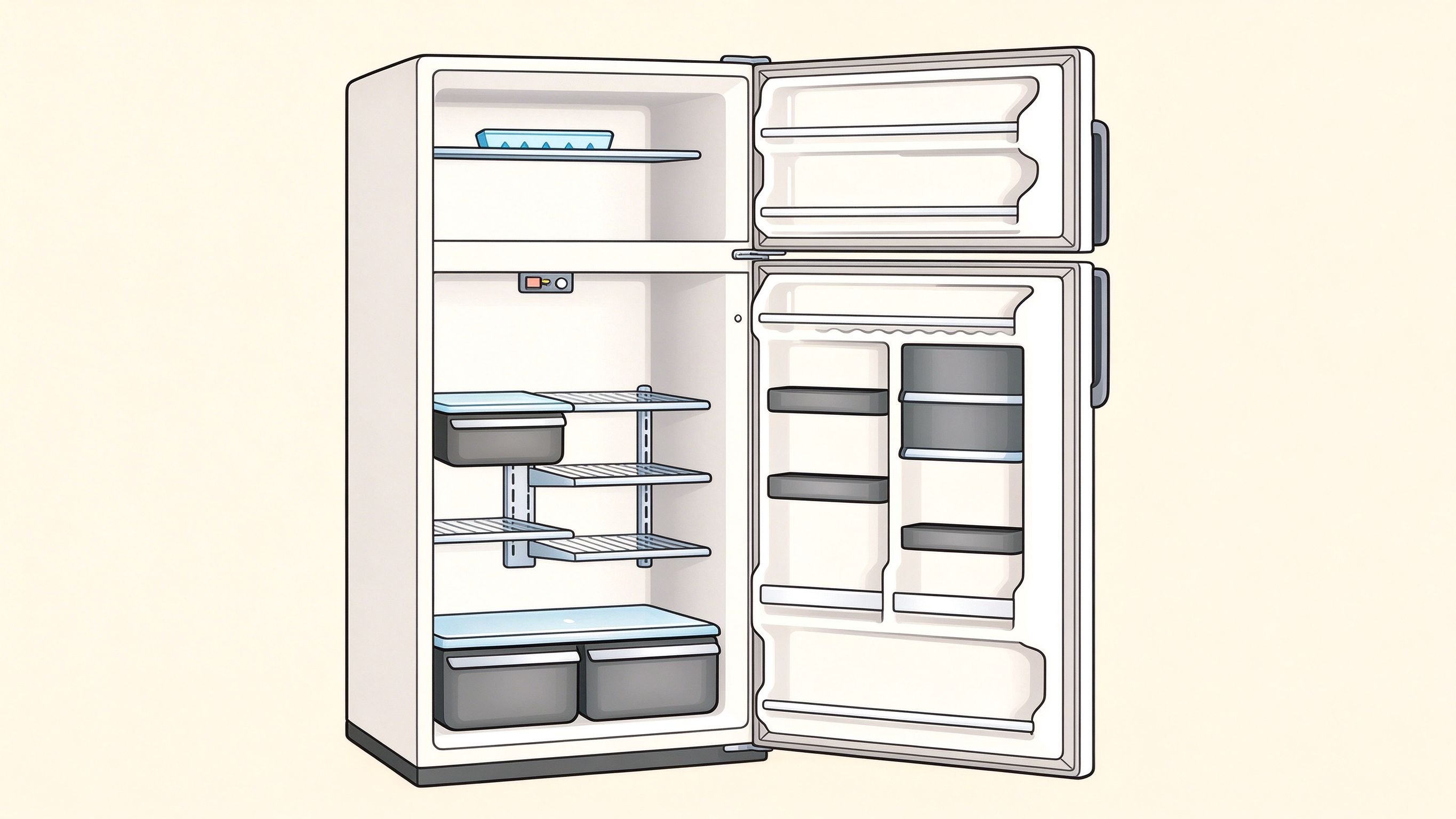 Refrigerator annotated picture vocabulary with labeled objects