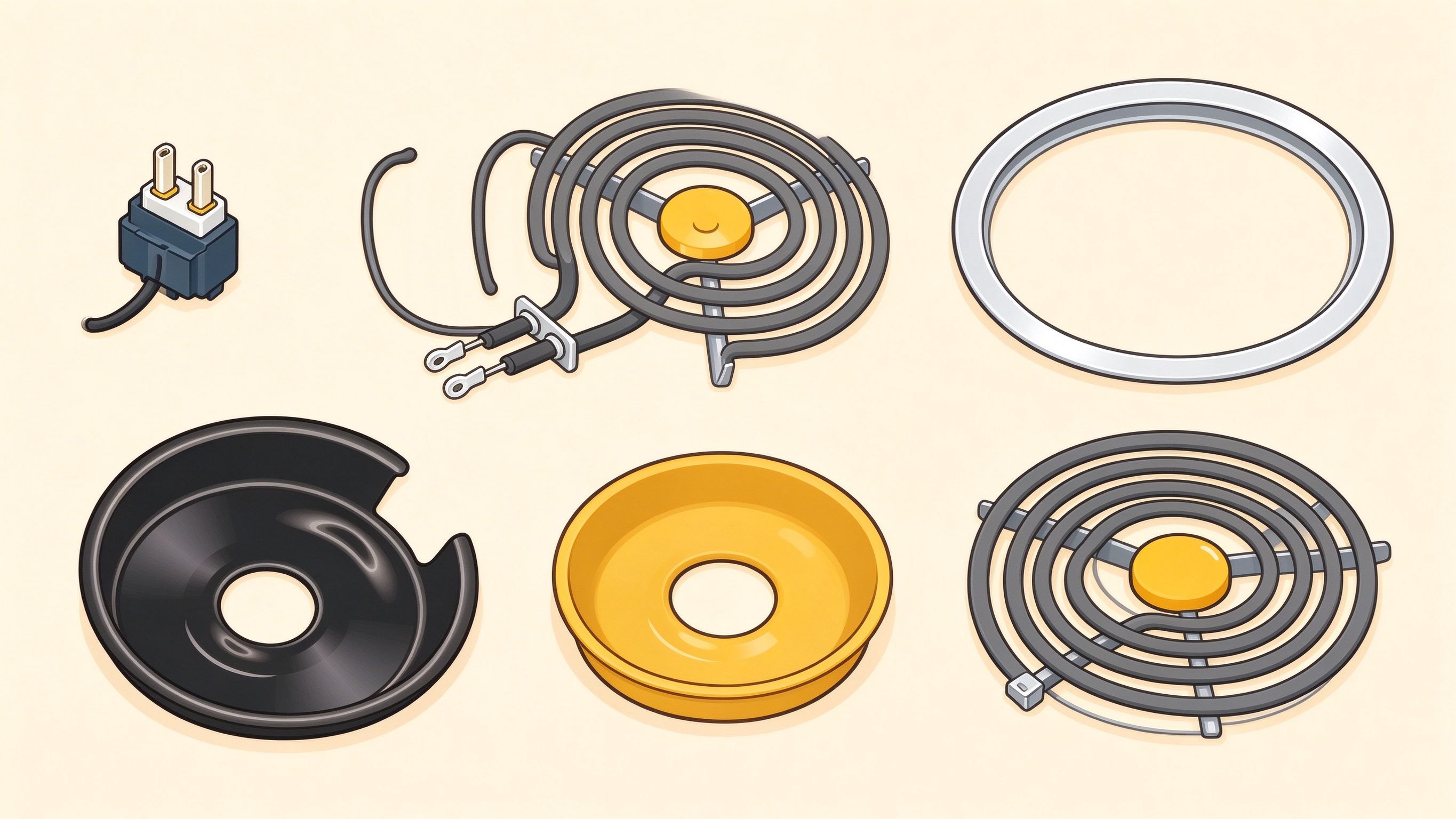 Stovetop parts annotated picture vocabulary with labeled objects