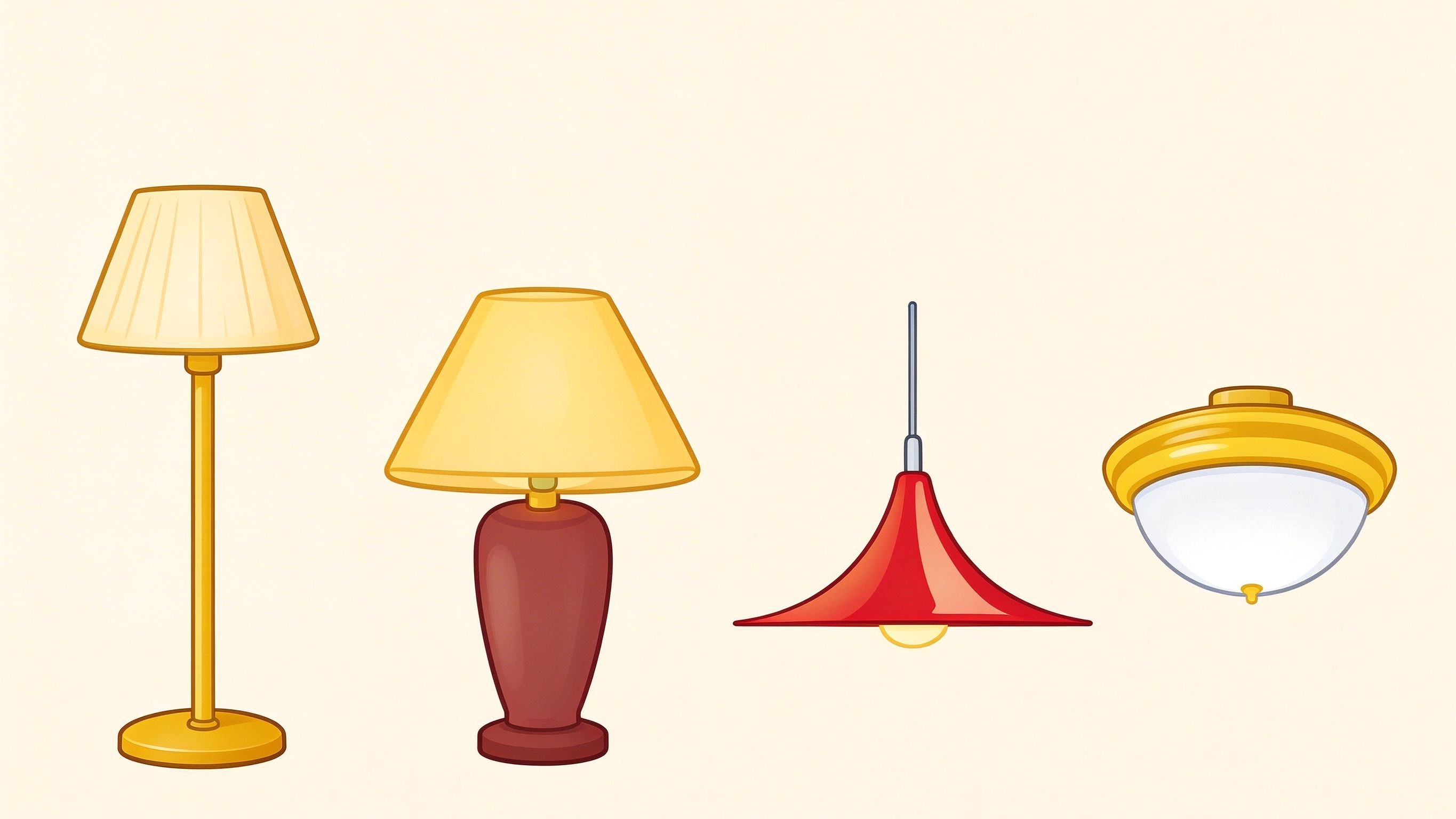 Light fixtures annotated picture vocabulary with labeled objects