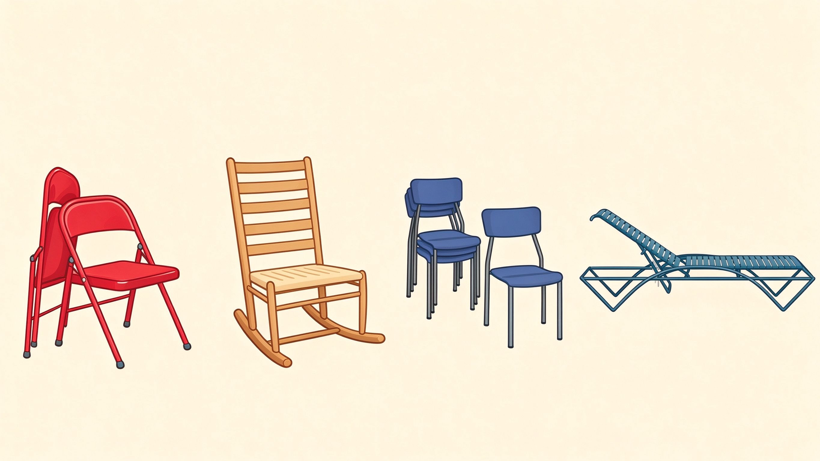 Types of chairs annotated picture vocabulary with labeled objects