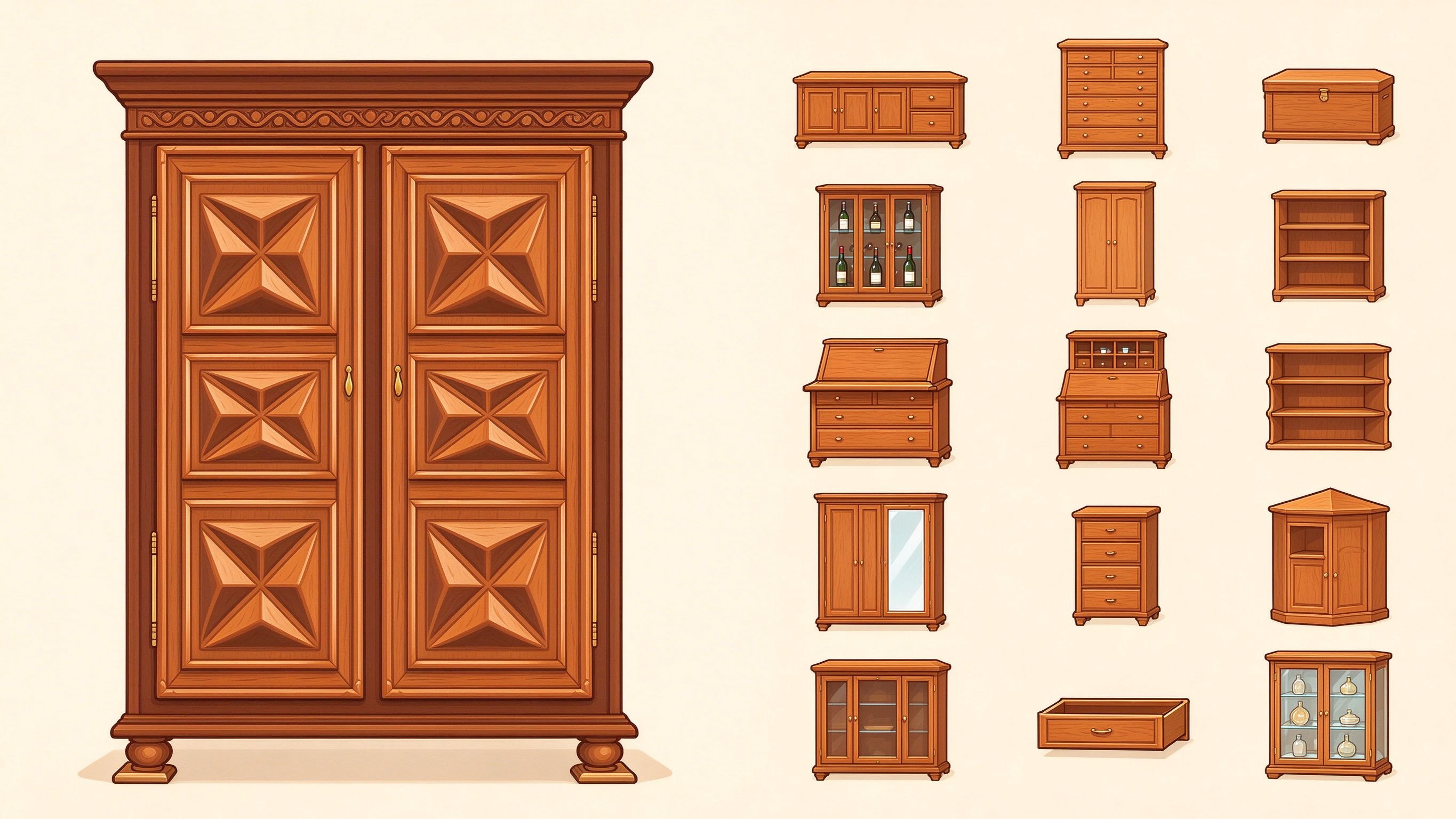Storage furniture 1 annotated picture vocabulary with labeled objects
