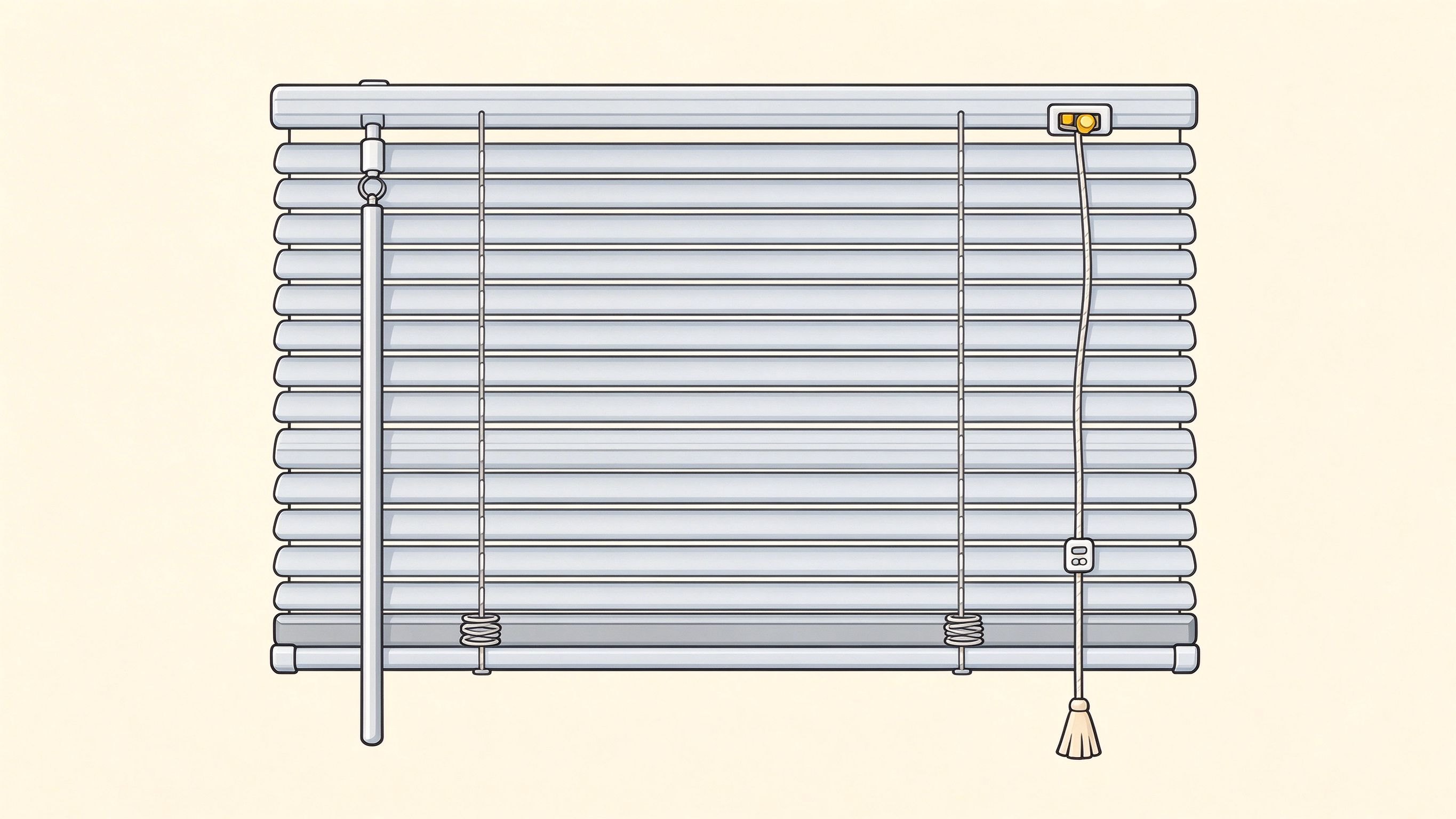 Window blinds annotated picture vocabulary with labeled objects