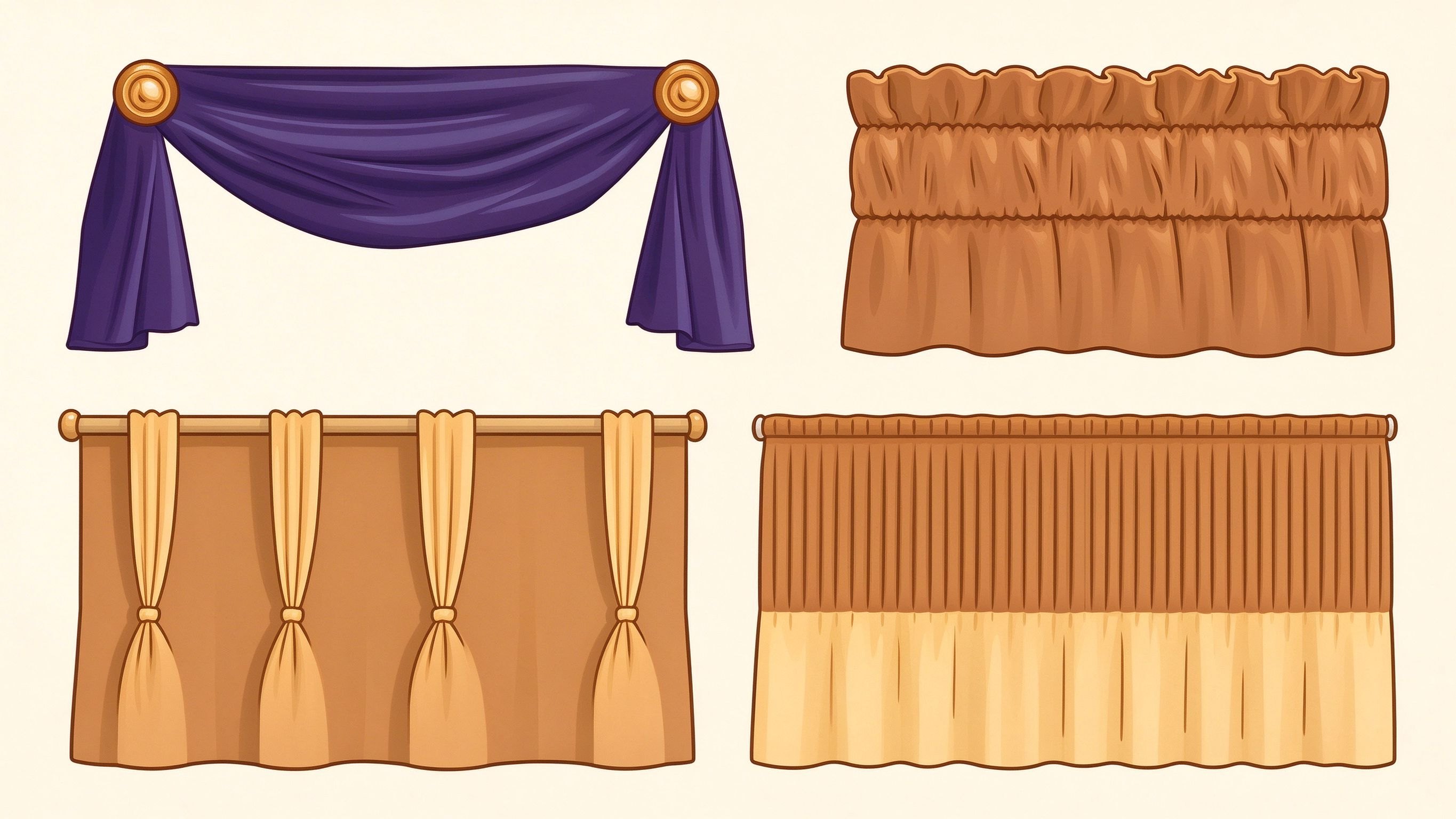 Curtain valance annotated picture vocabulary with labeled objects