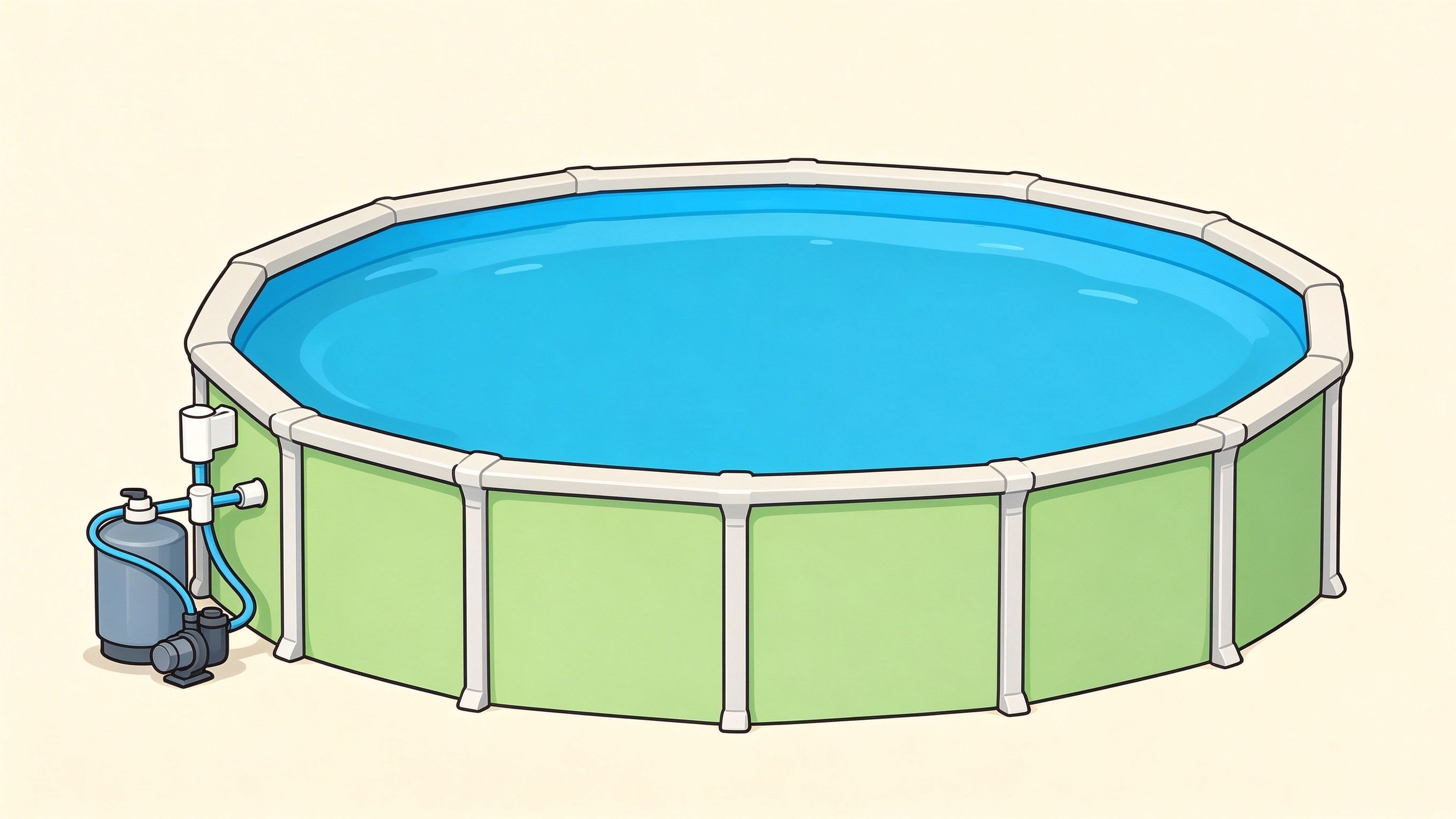 Above-ground pool annotated picture vocabulary with labeled objects