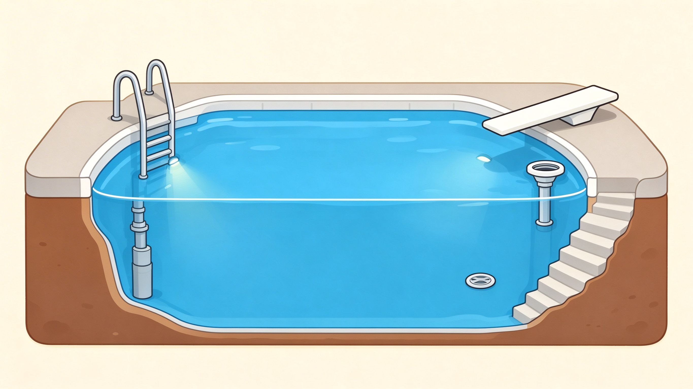In-ground pool annotated picture vocabulary with labeled objects