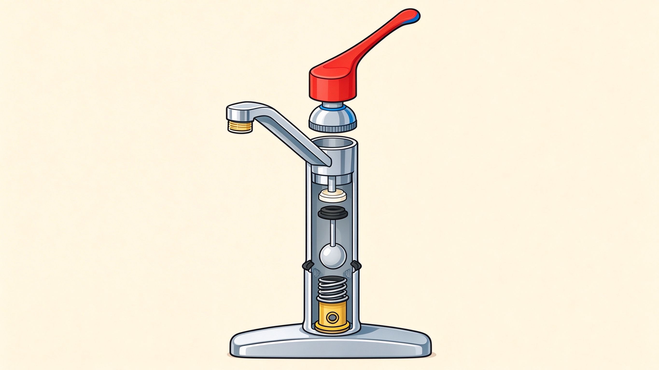 Ball valve faucet annotated picture vocabulary with labeled objects
