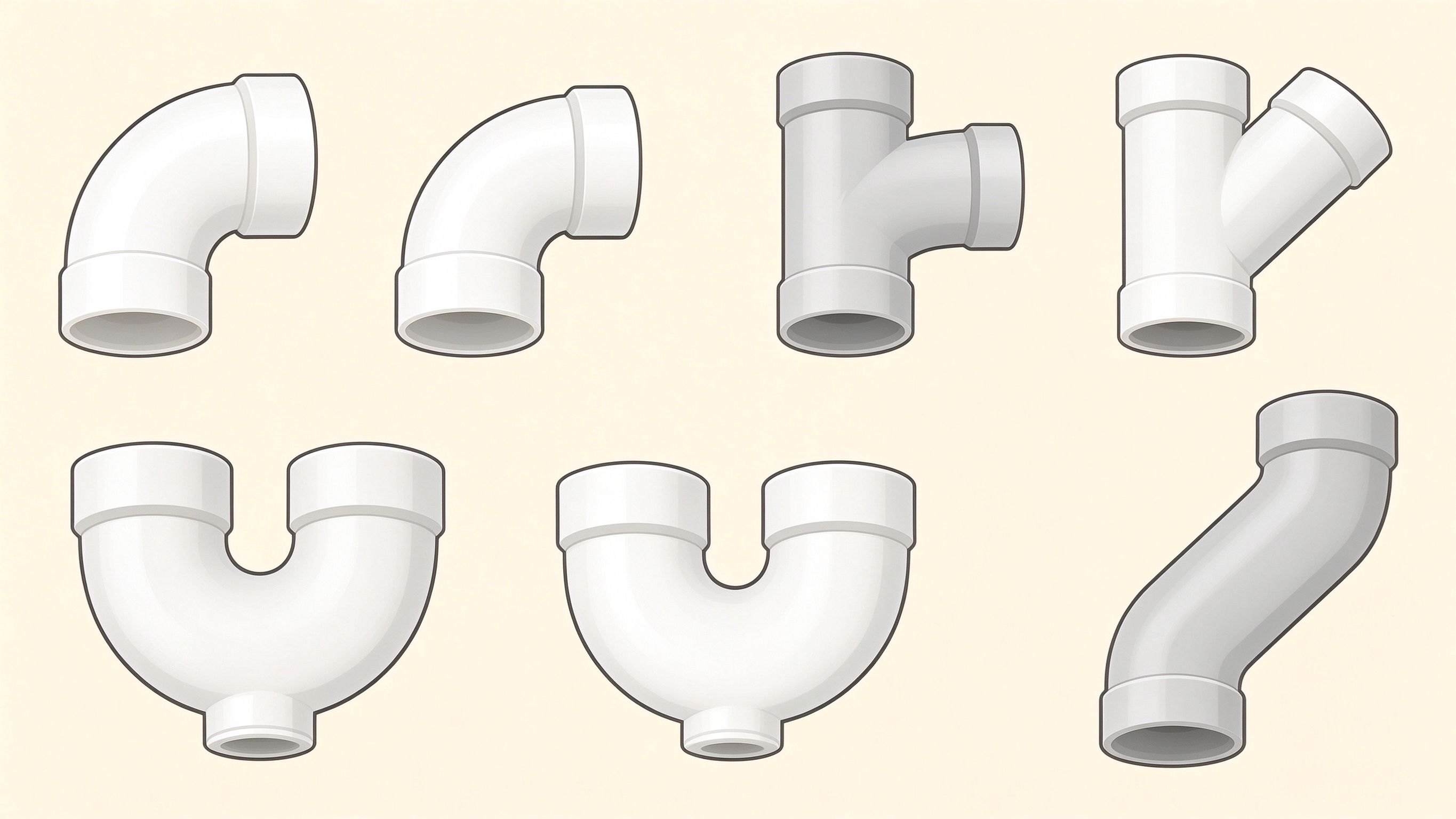 Pipe fittings annotated picture vocabulary with labeled objects