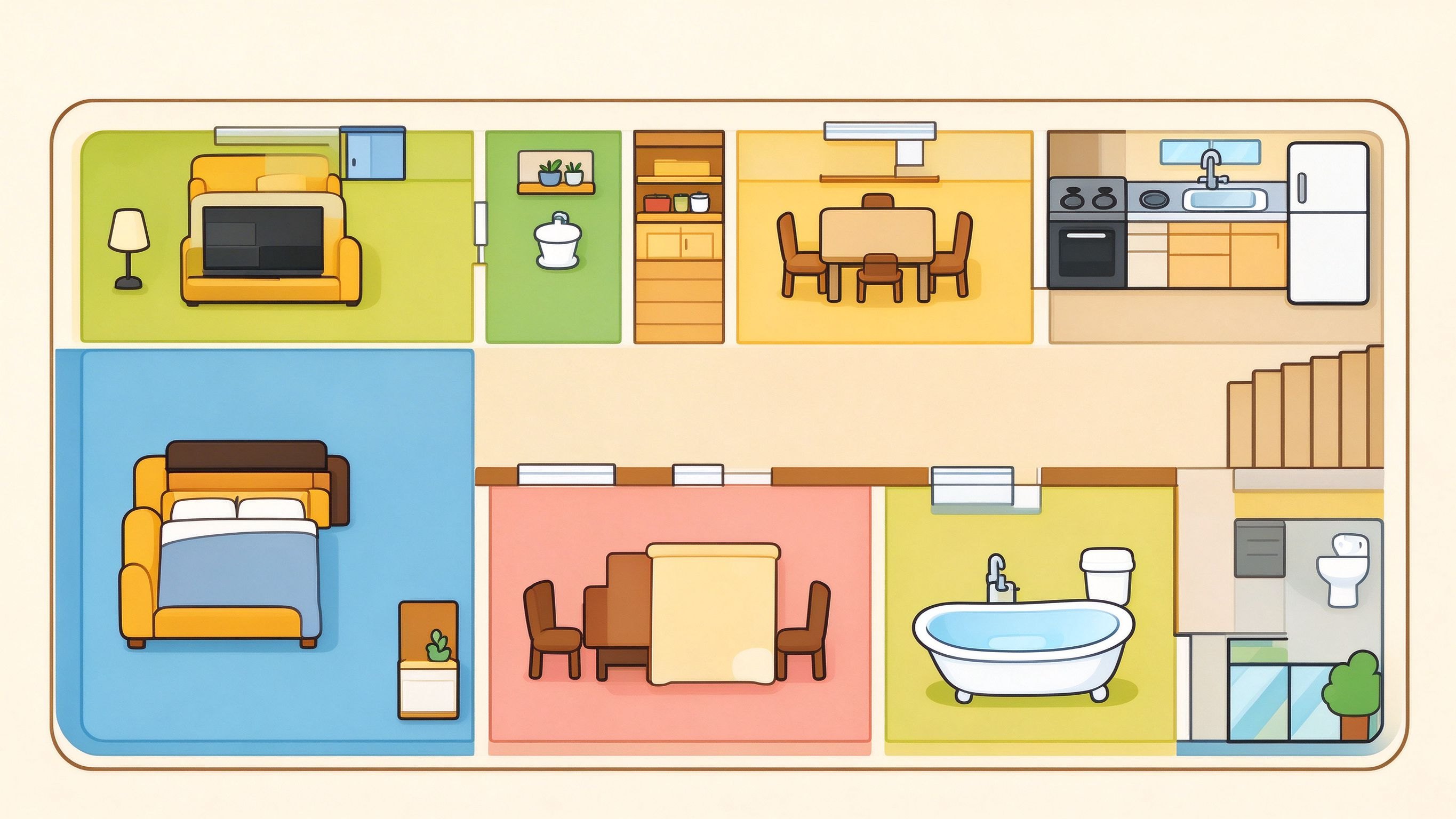 First floor annotated picture vocabulary with labeled objects