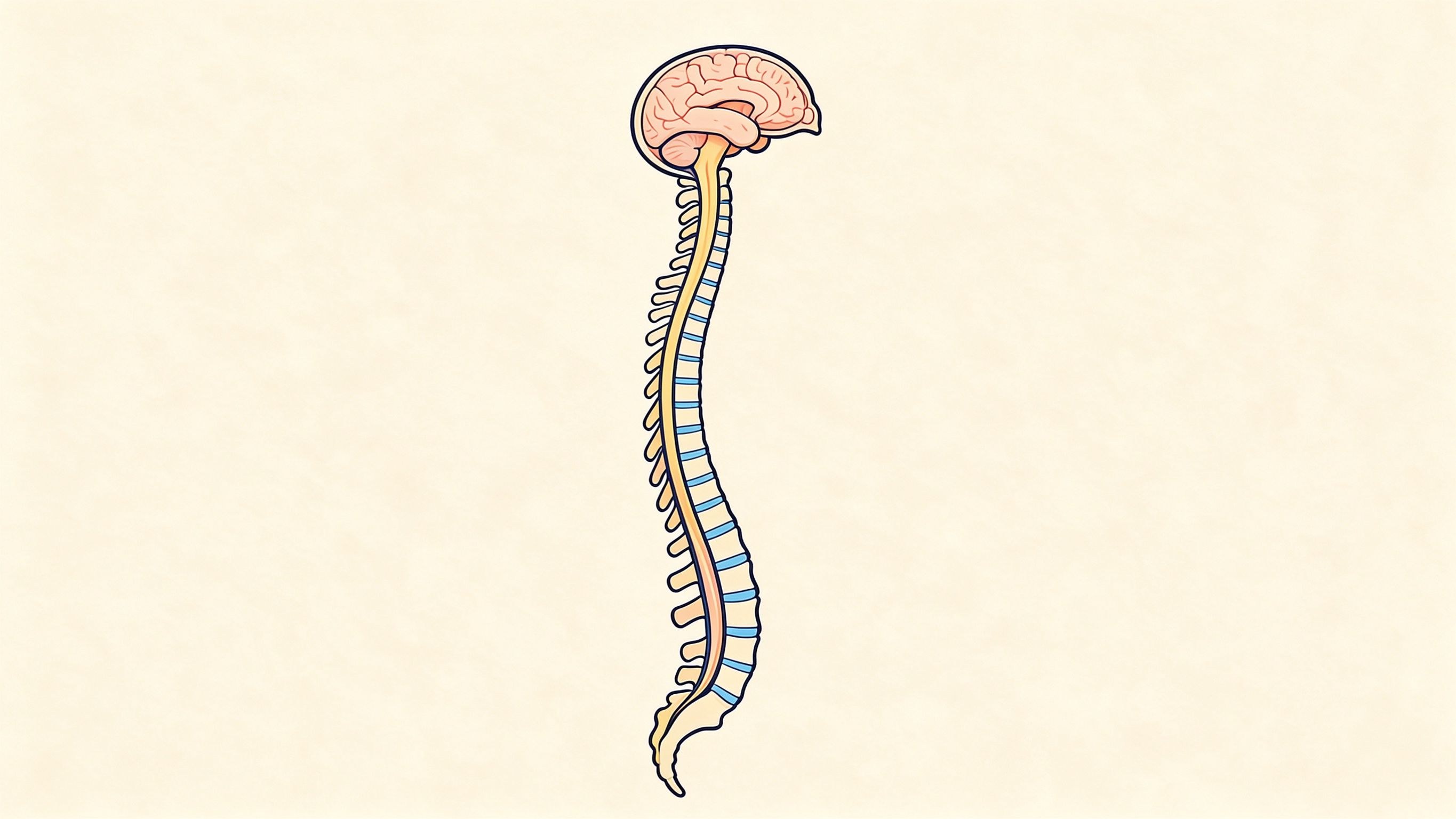 Spinal cord and vertebrae annotated picture vocabulary with labeled objects