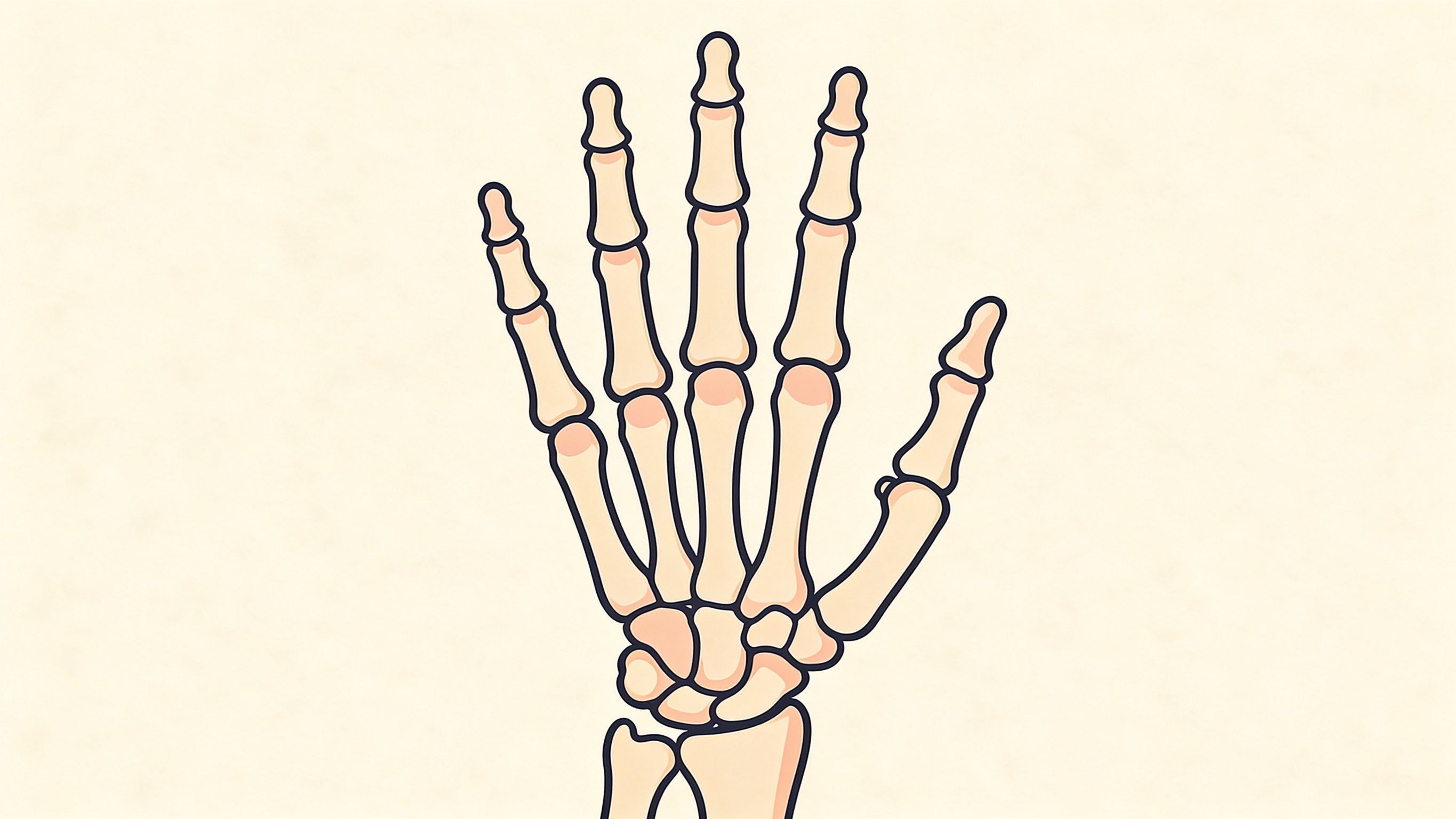 Hand bones annotated picture vocabulary with labeled objects