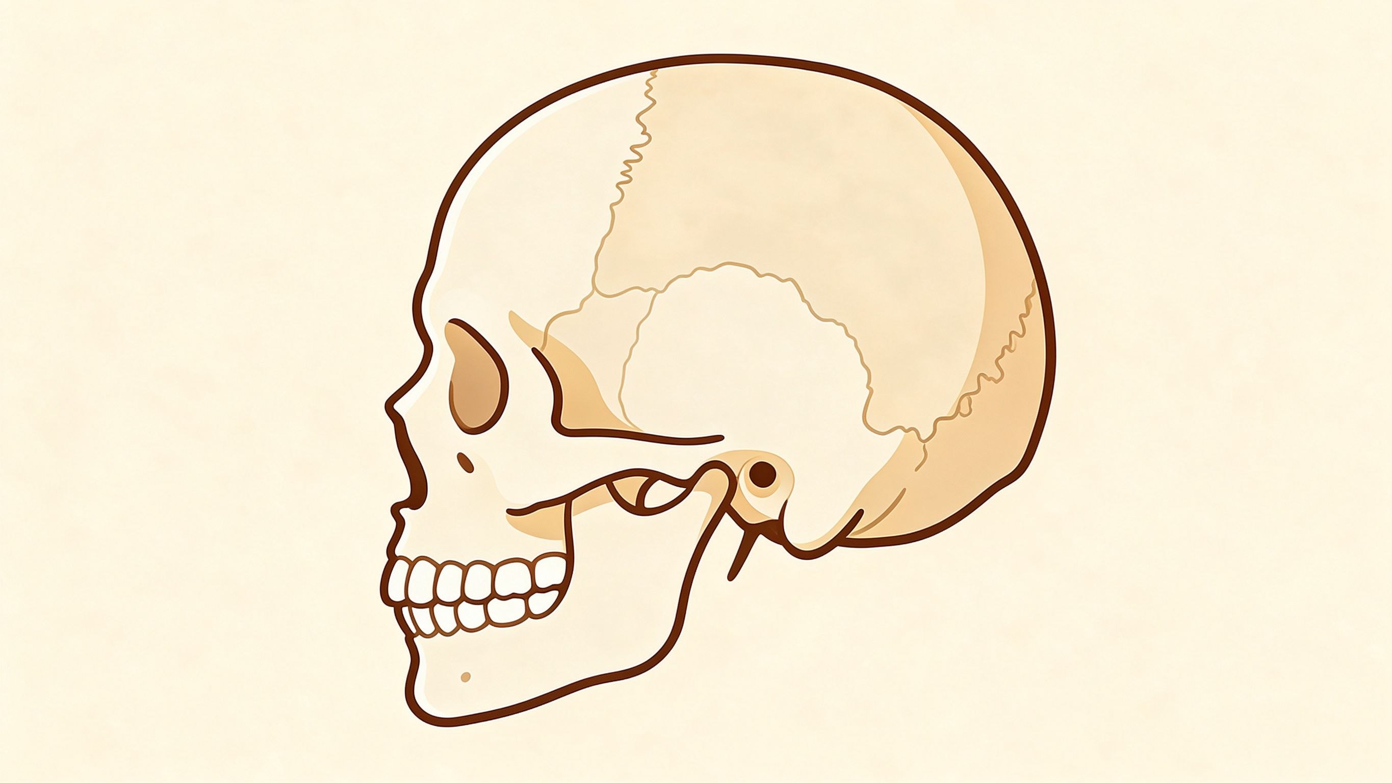 Skull, lateral view annotated picture vocabulary with labeled objects