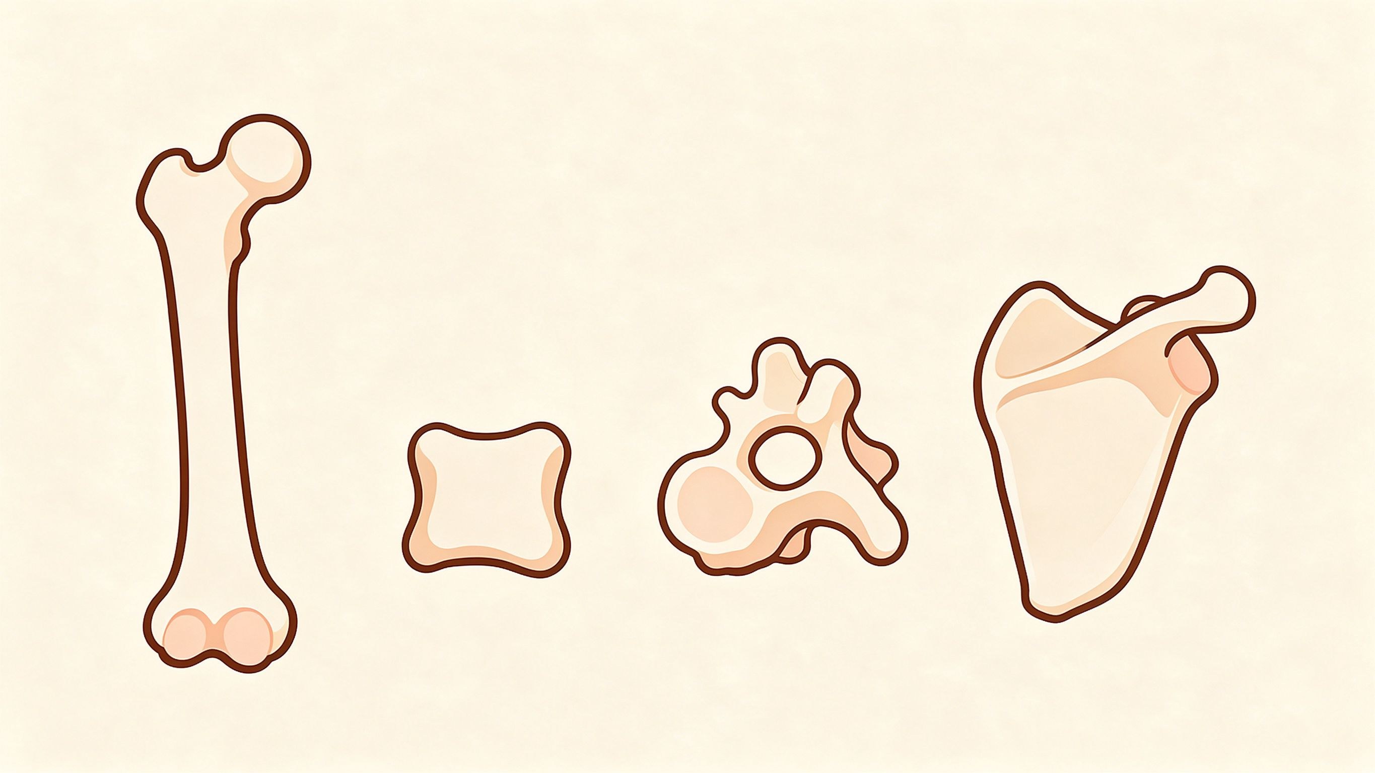 Types of bones annotated picture vocabulary with labeled objects