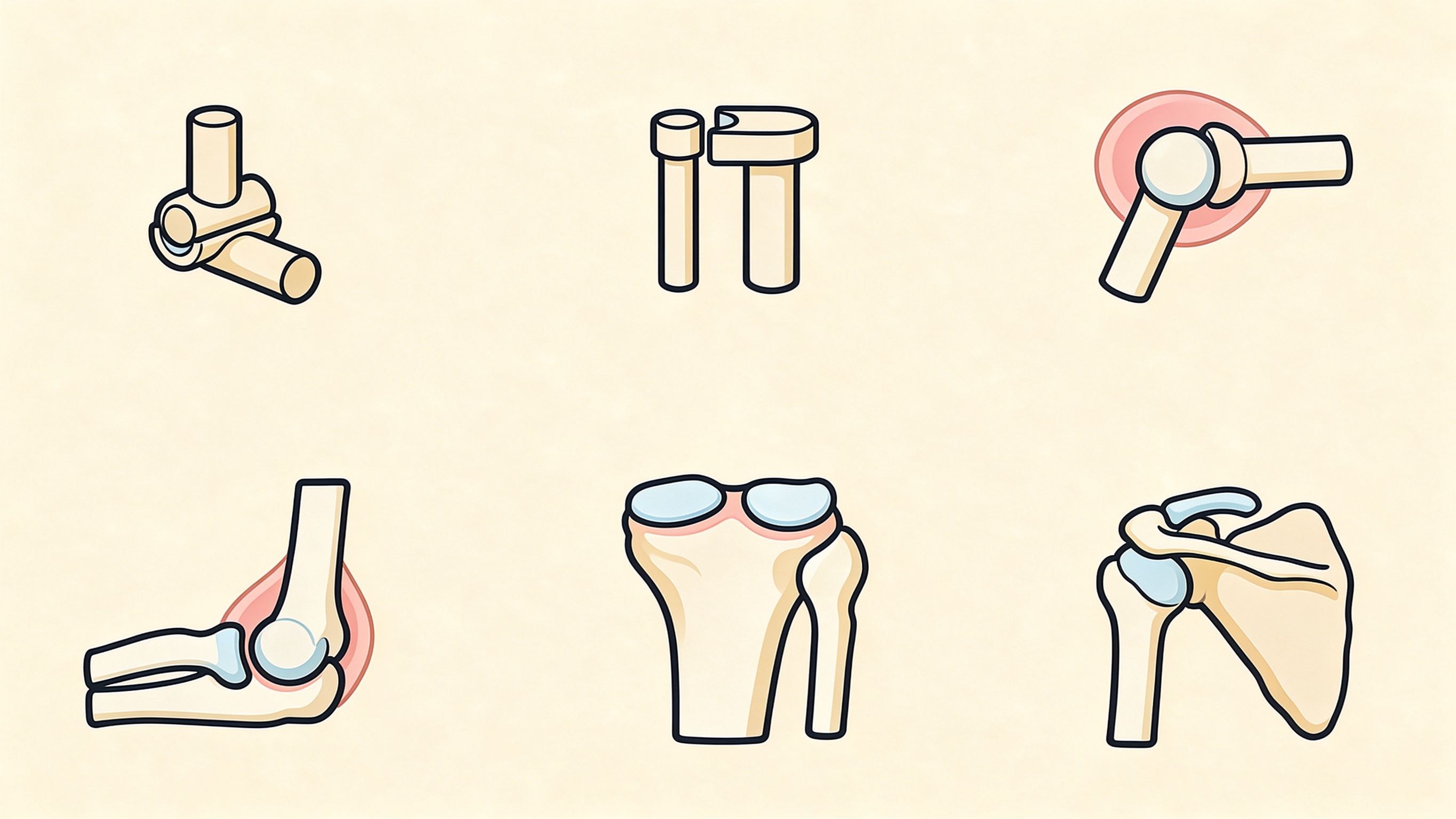 Types of synovial joints annotated picture vocabulary with labeled objects